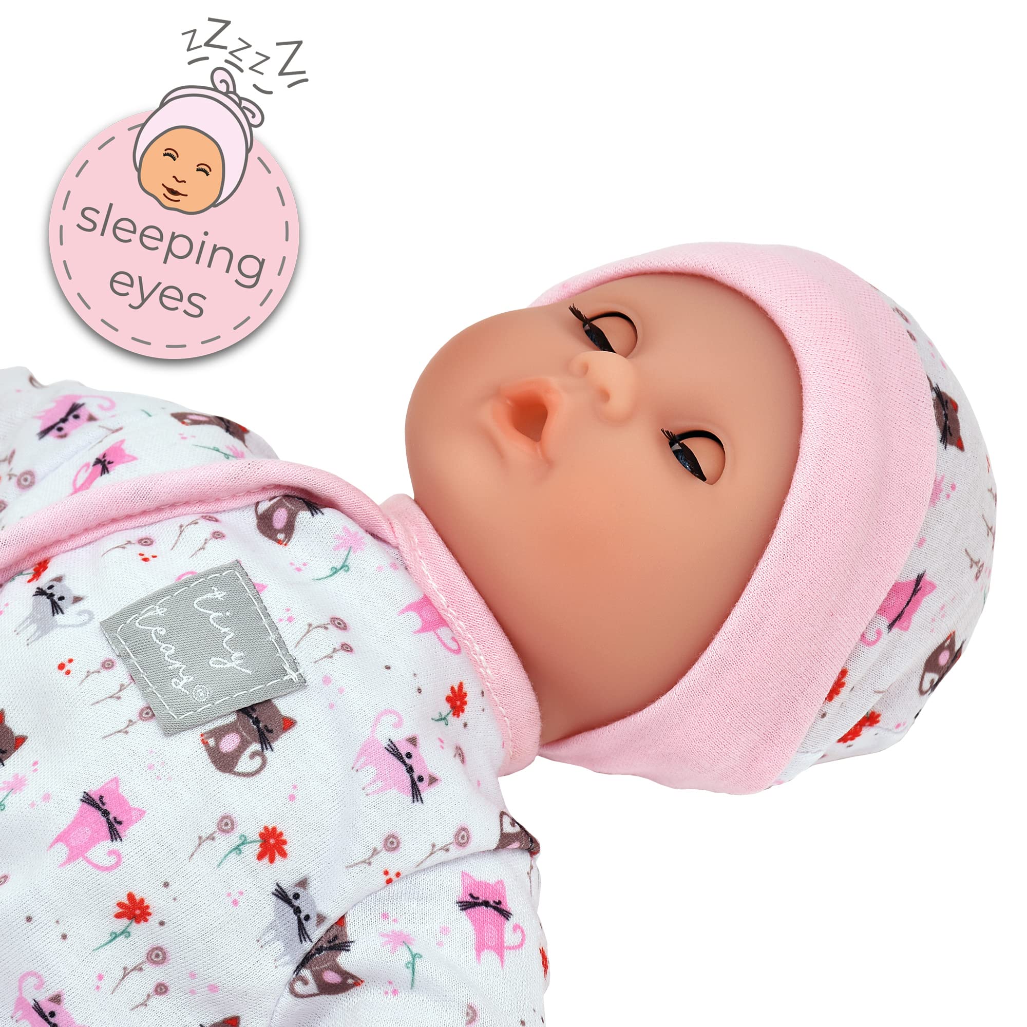 Tiny Tears Teeny Babypuppe – 30 cm weicher Körper mit Schlafaugen und Deluxe-Outfit 6