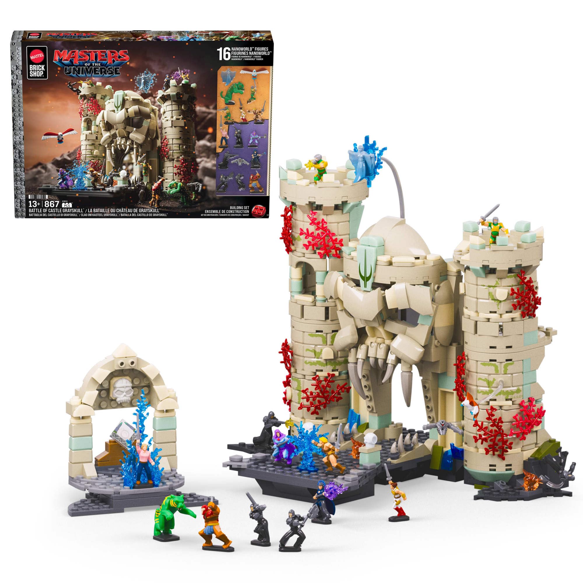 Mattel Brick Shop Masters of the Universe Battle of Castle Grayskull Building Set | 867 Pieces | Ages 13+