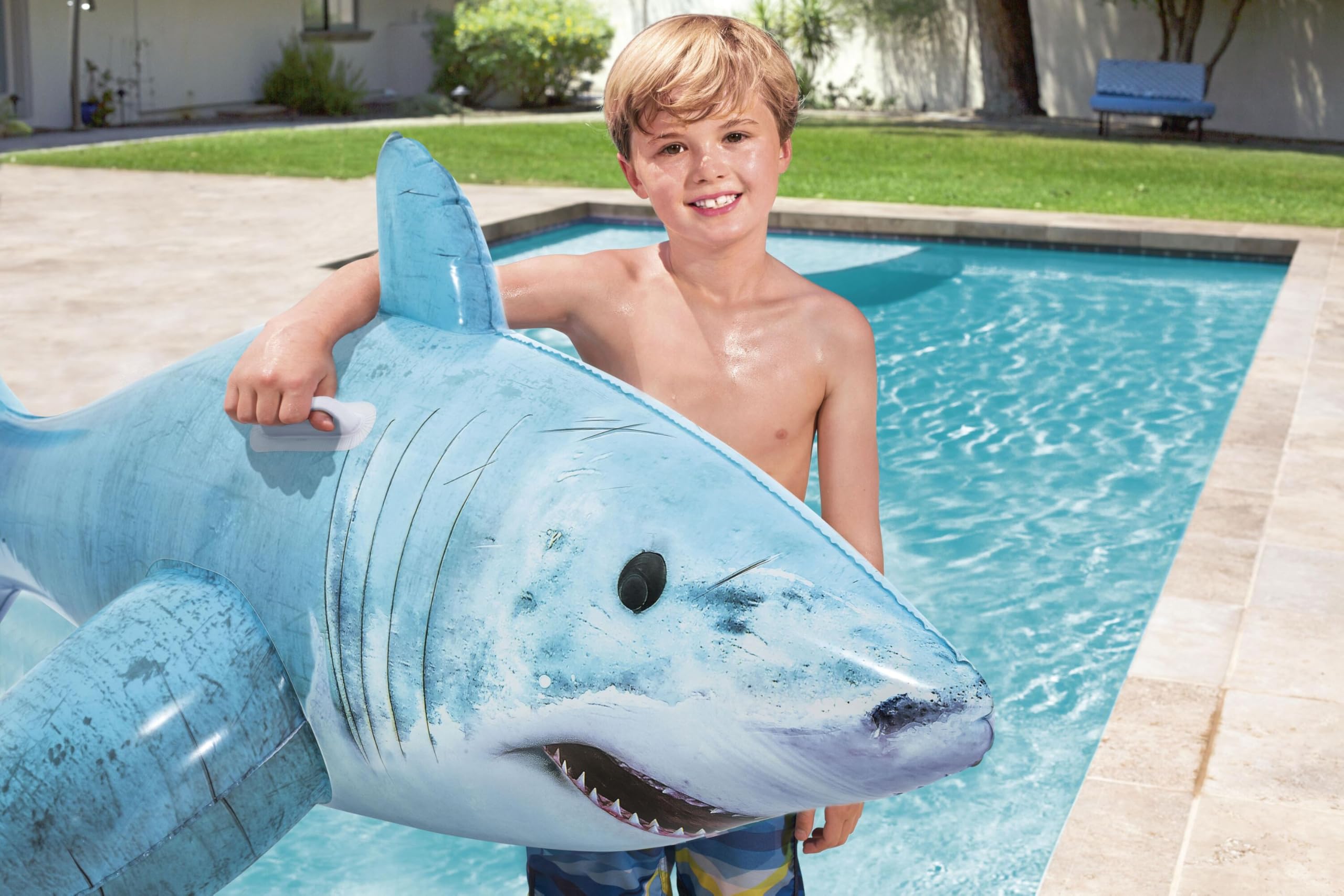 Bestway Realistic Shark Pool Float Ride-On with Heavy-Duty Handles | L178cm x W98cm
