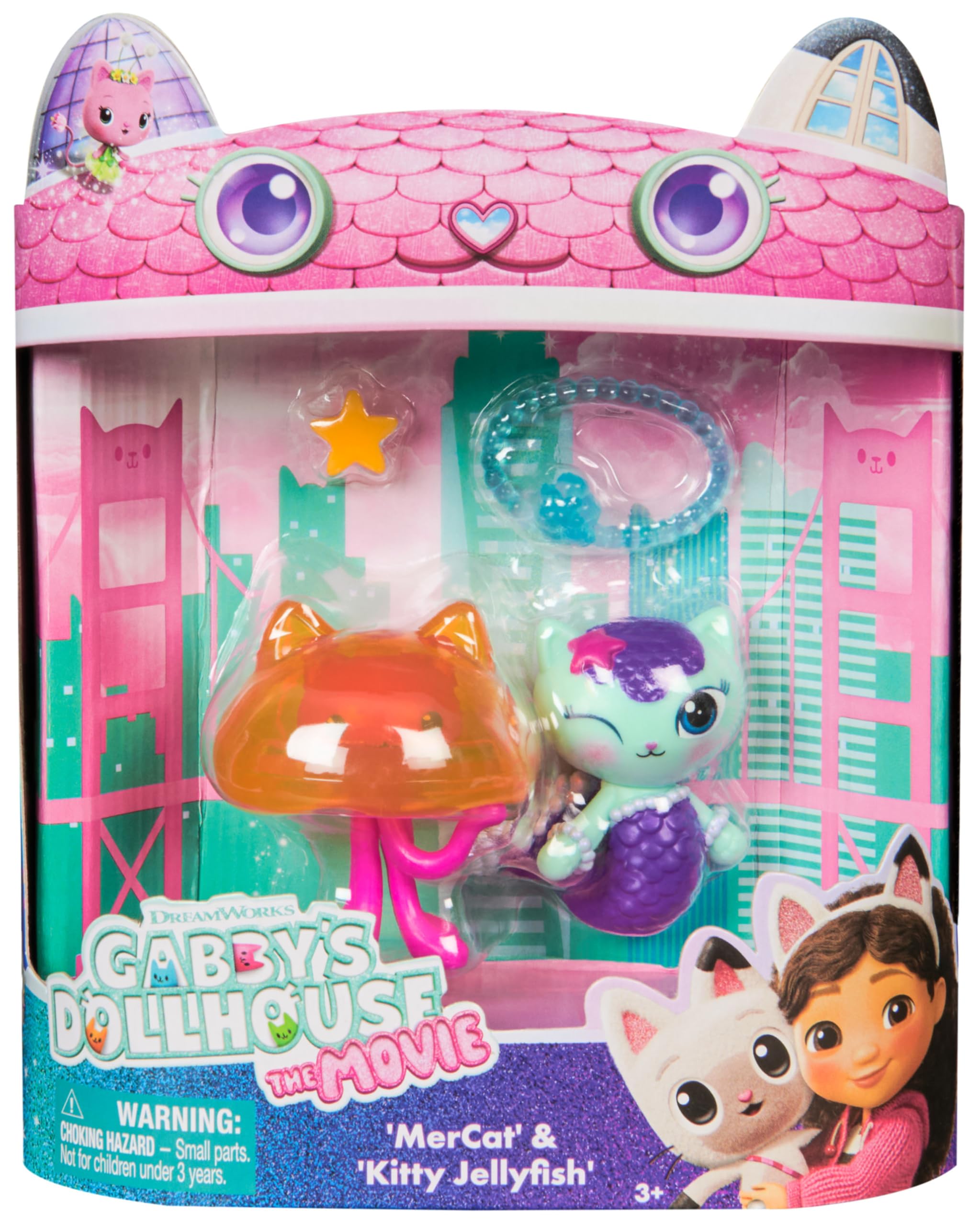 Gabby's Dollhouse MerCat and Kitty Jellyfish Toy Figures with Accessories 5