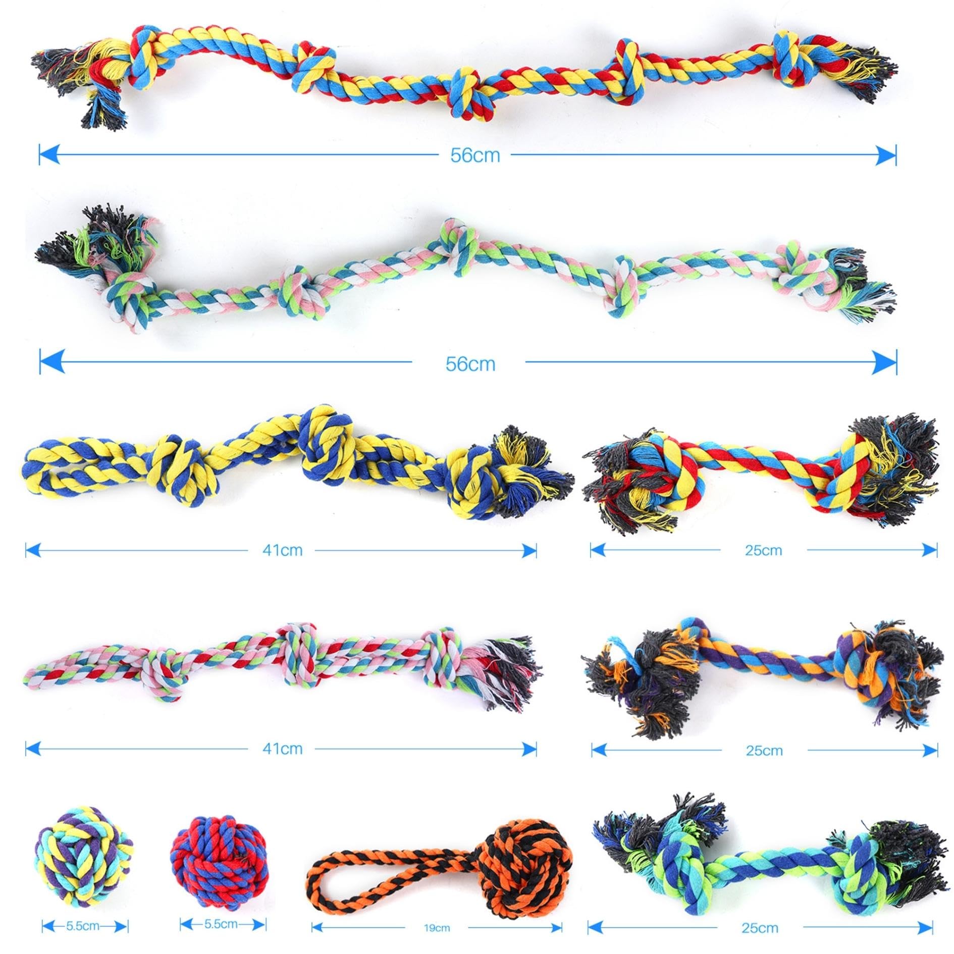 Fur & Bone 10-Pack Indestructible Dog Chew Toys - Durable Cotton Rope & Tug Toys for All Breeds 7