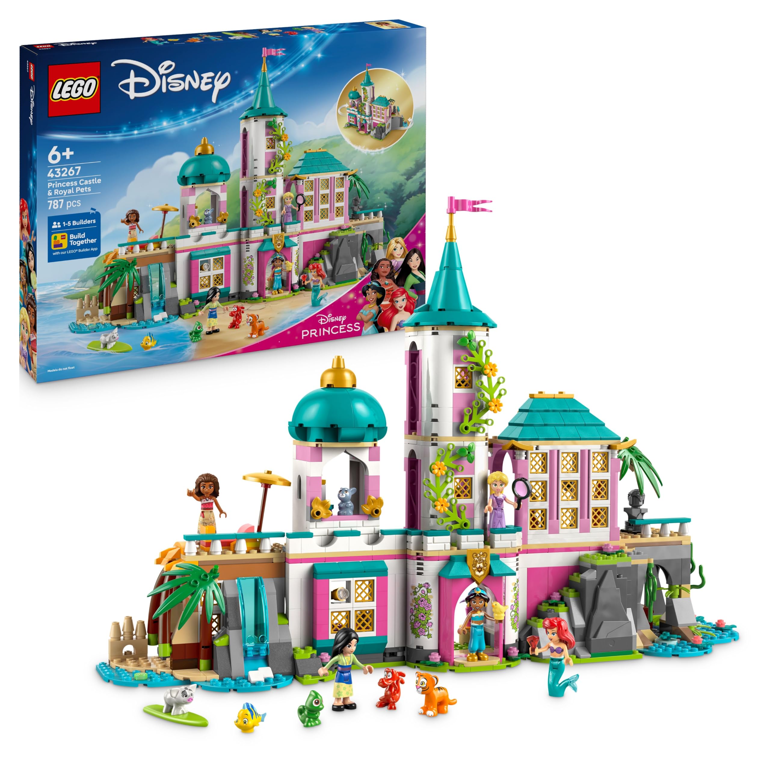 LEGO ǀ Disney Princess Castle & Royal Pets - Modular Building Playset for Ages 6+