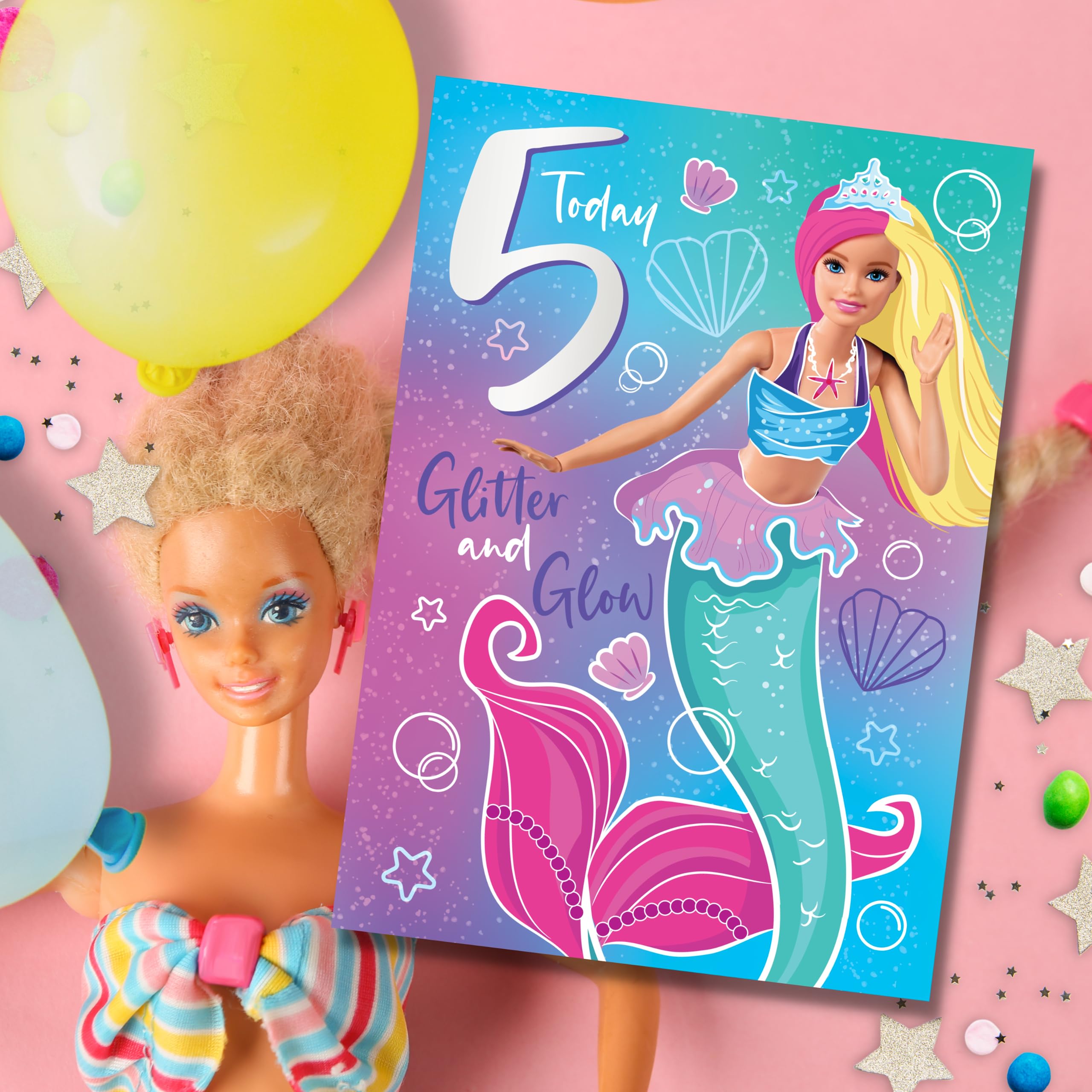Danilo Promotions LTD Barbie Birthday Card for Girls Age 5 | 178x152mm 4