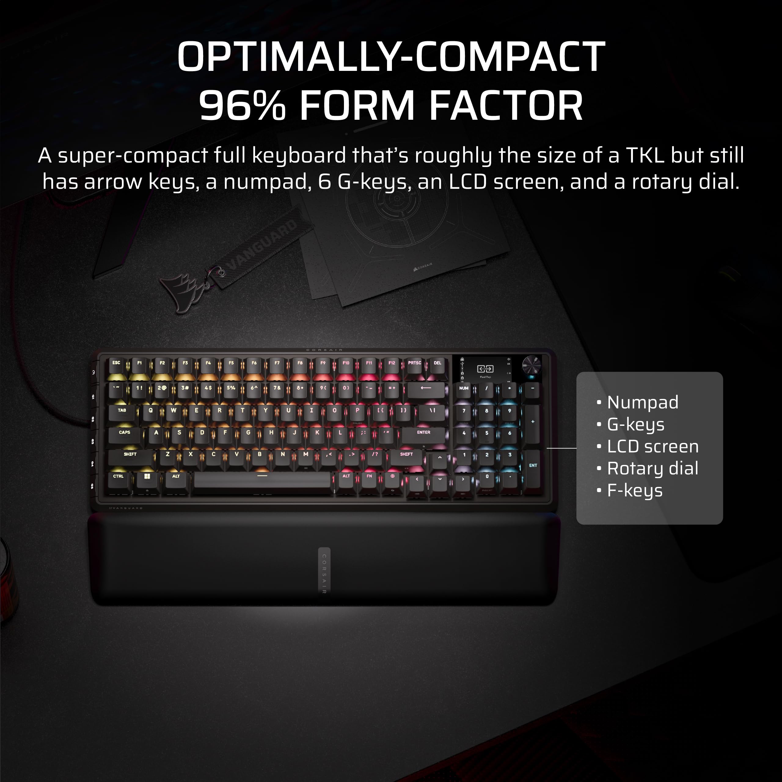 Corsair VANGUARD PRO 96 Wired Hall Effect Magnetic Mechanical Gaming Keyboard | 96% Layout | RGB 5
