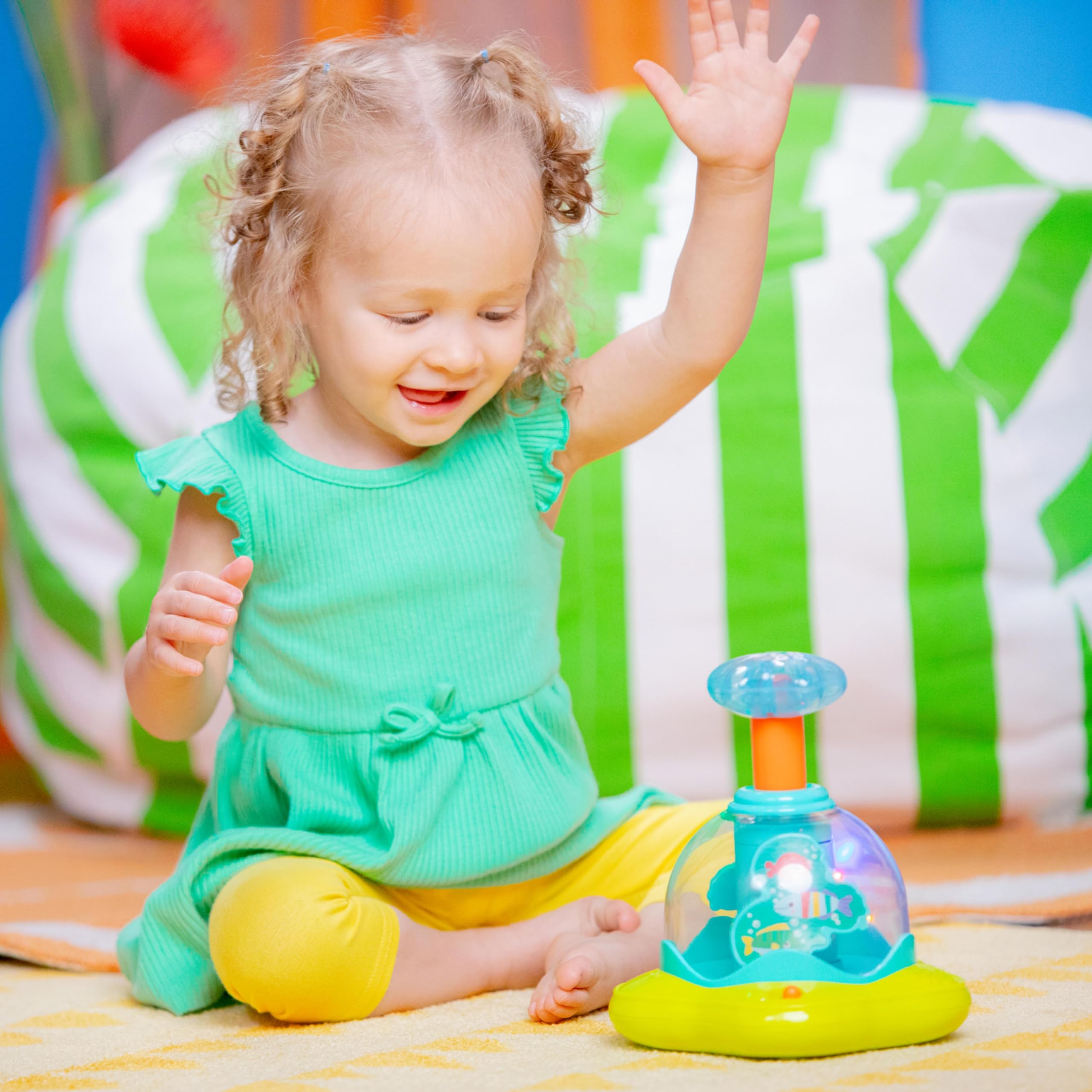 Bright Starts Press & Glow Spinner - Light-Up Musical Activity Toy for 6+ Months 5