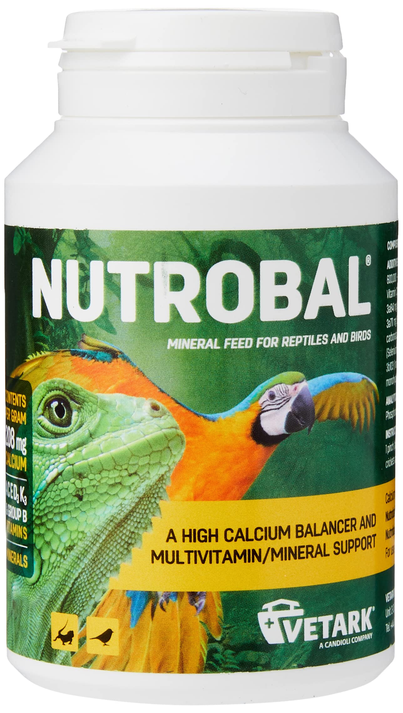 Vetark Nutrobal High Calcium Balancer Multivitamin Powder for Reptiles & Birds | 100 g
