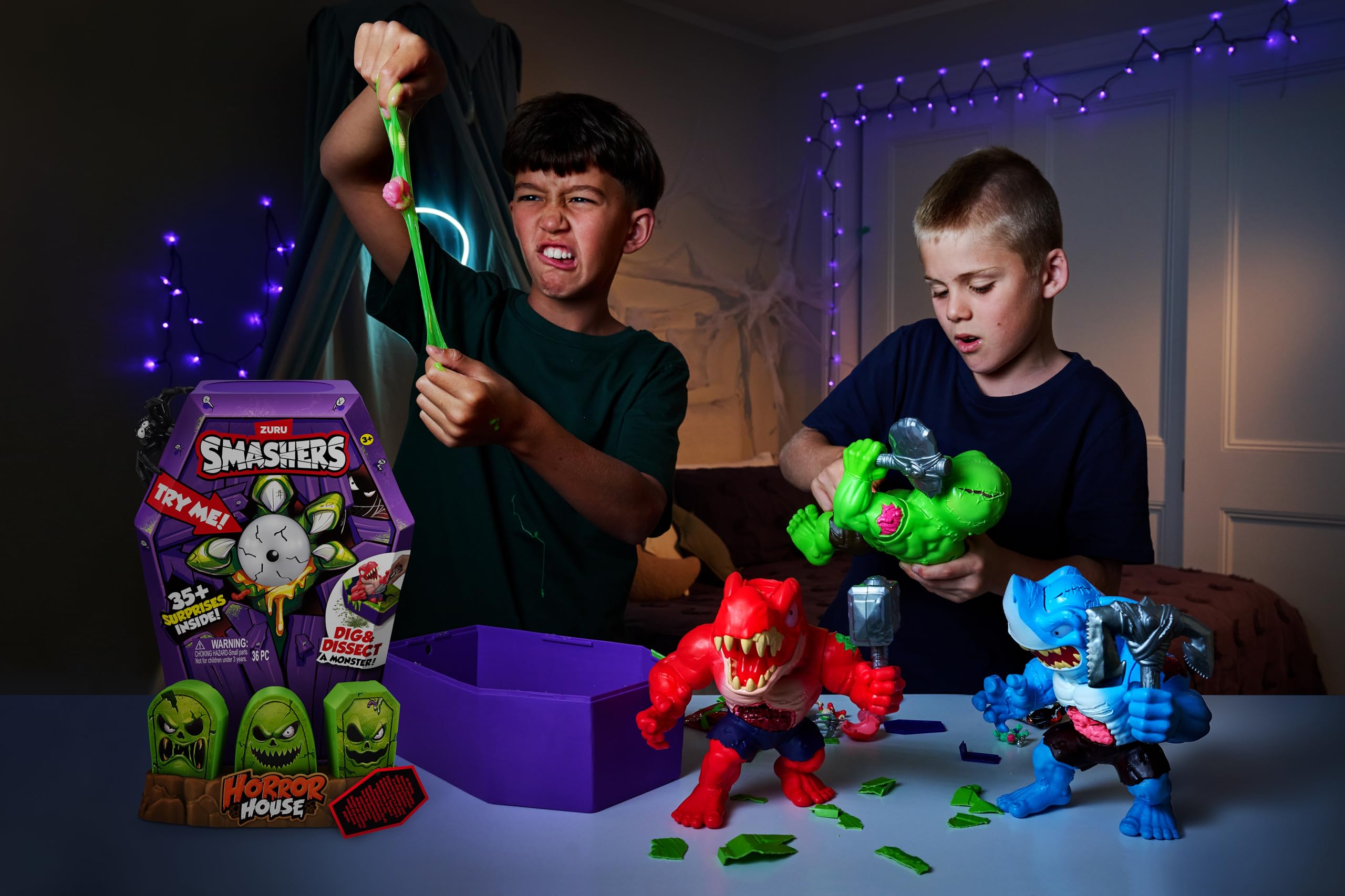 ZURU SMASHERS Mega Horror House (Blood Shark) Interactive Toy with 35+ Surprises | Ages 3+ 6