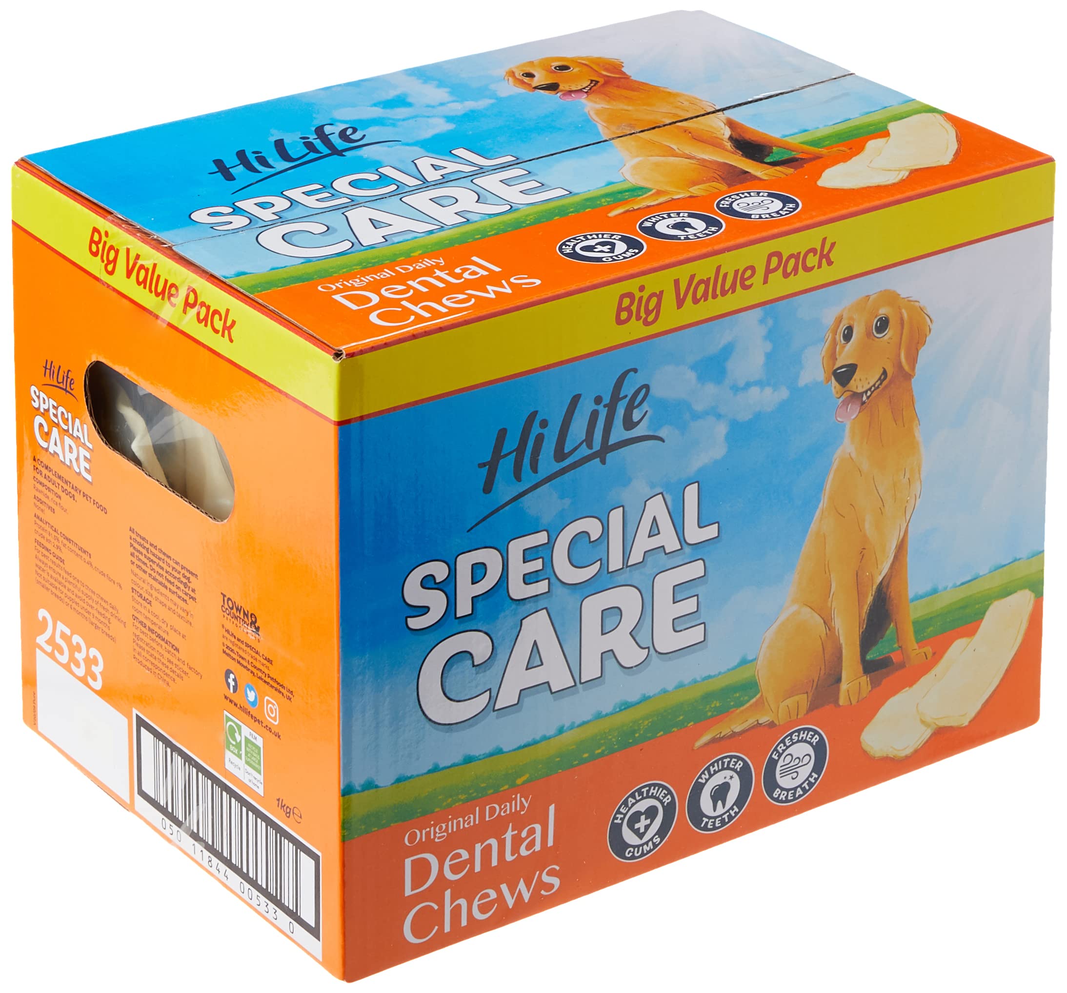 HILIFE Special Care Original Daily Dental Chews for Dogs | 1 kg Rawhide | Freshens Breath