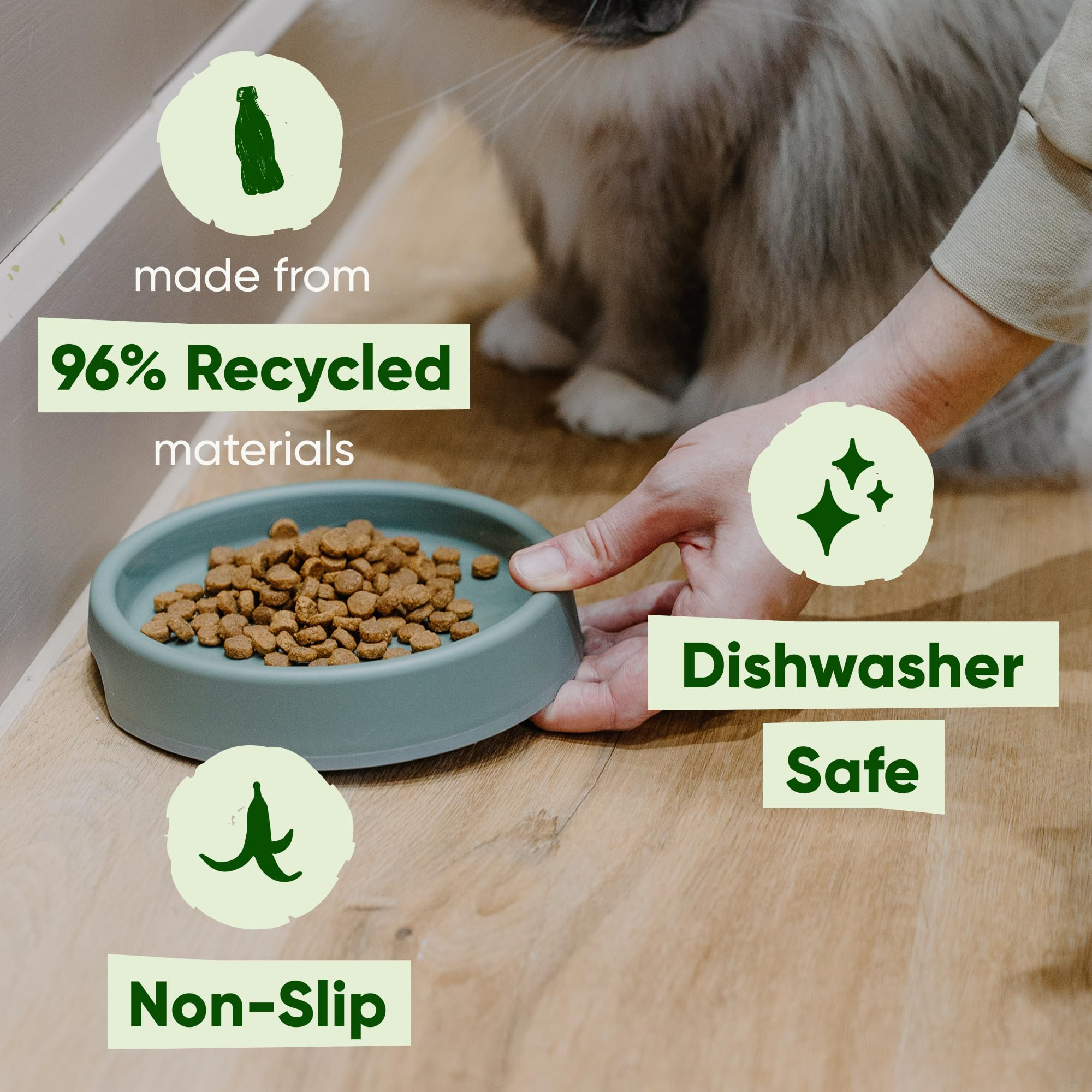 Beco Cat Bowl - Whisker-Friendly Steady Design | Recycled Plastic | Nonslip Base