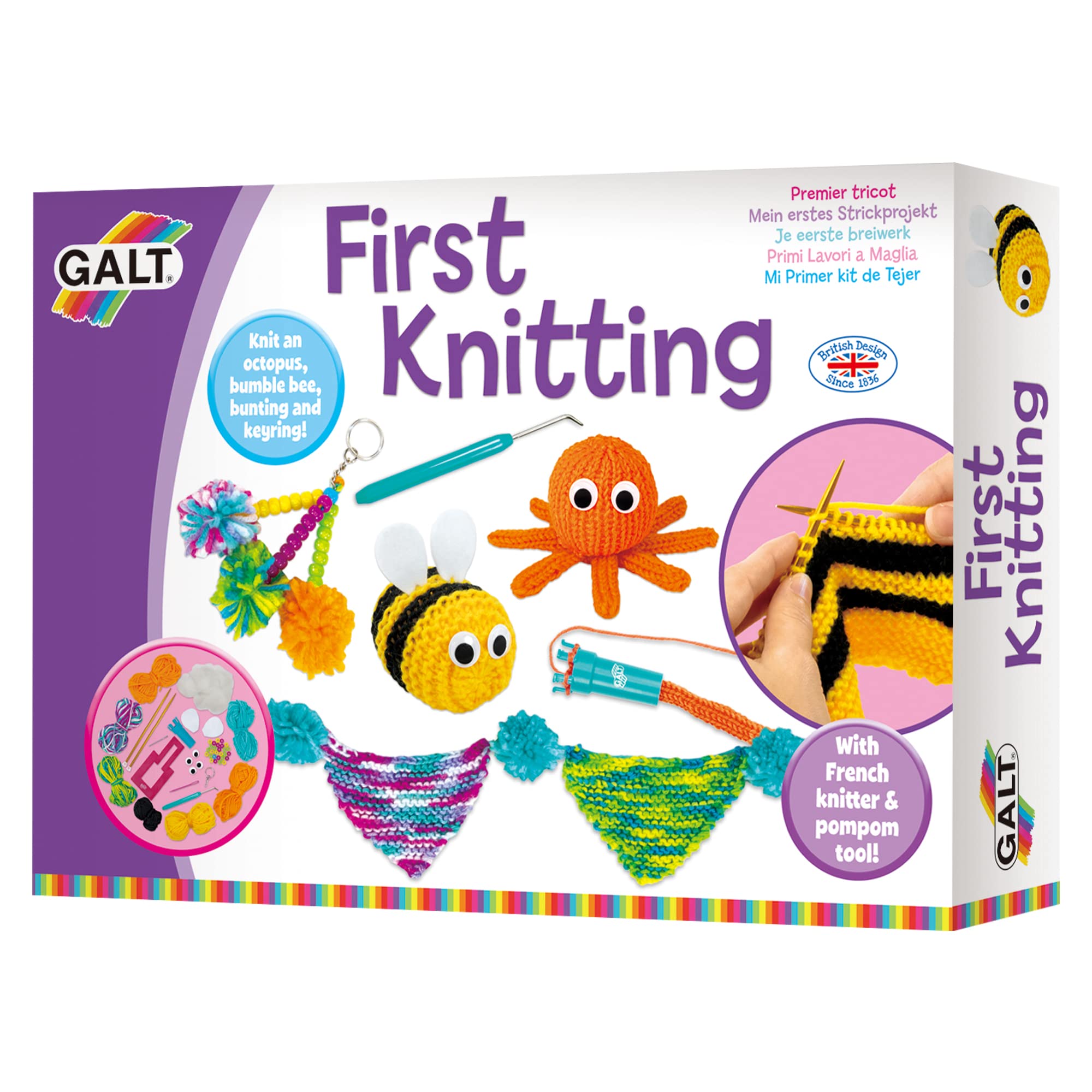 Galt First Knitting Craft Kit for Kids, Ages 6+ 11