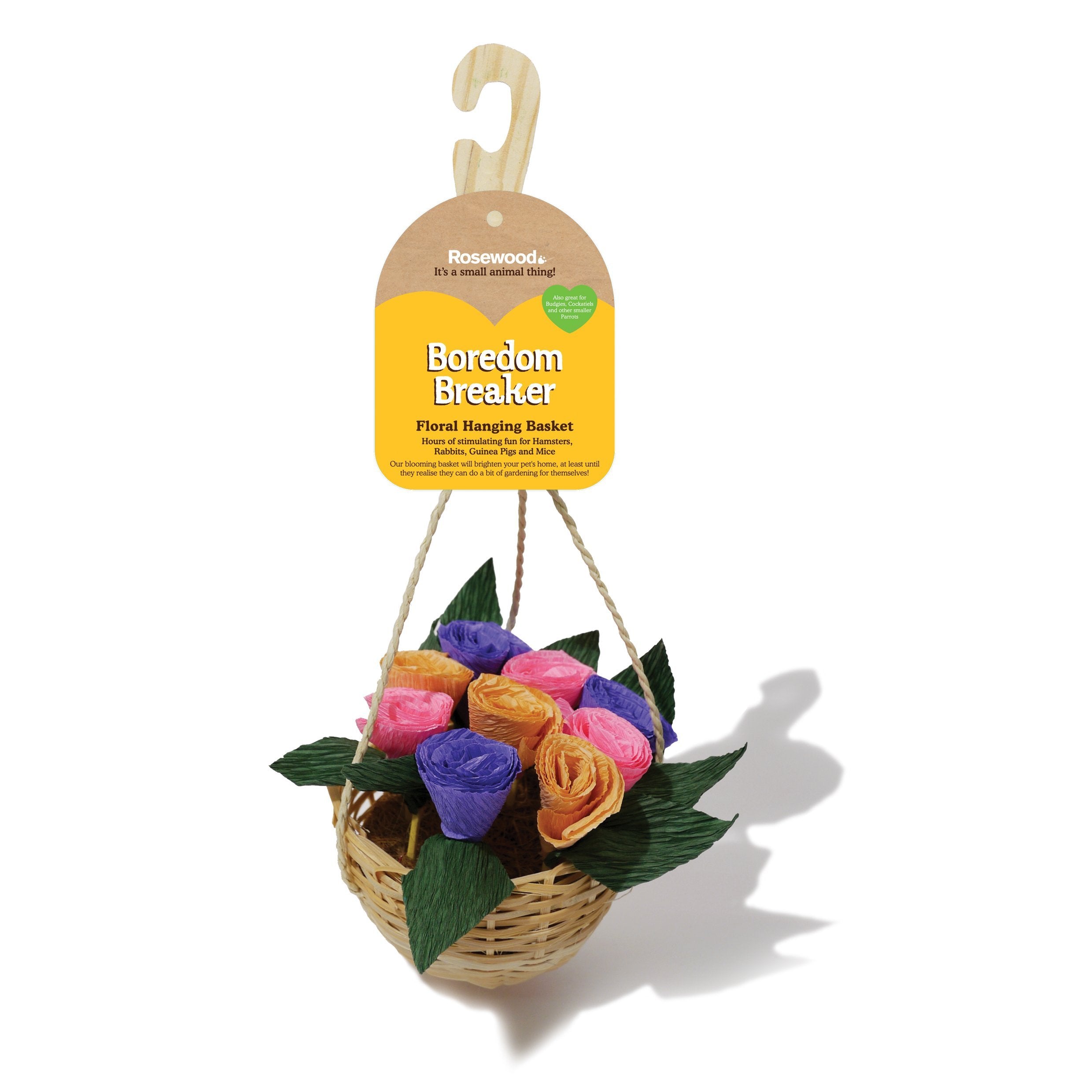 Rosewood Boredom Breaker Small Animal Activity Toy Floral Hanging Basket | Rattan | 32cm Hanging Depth