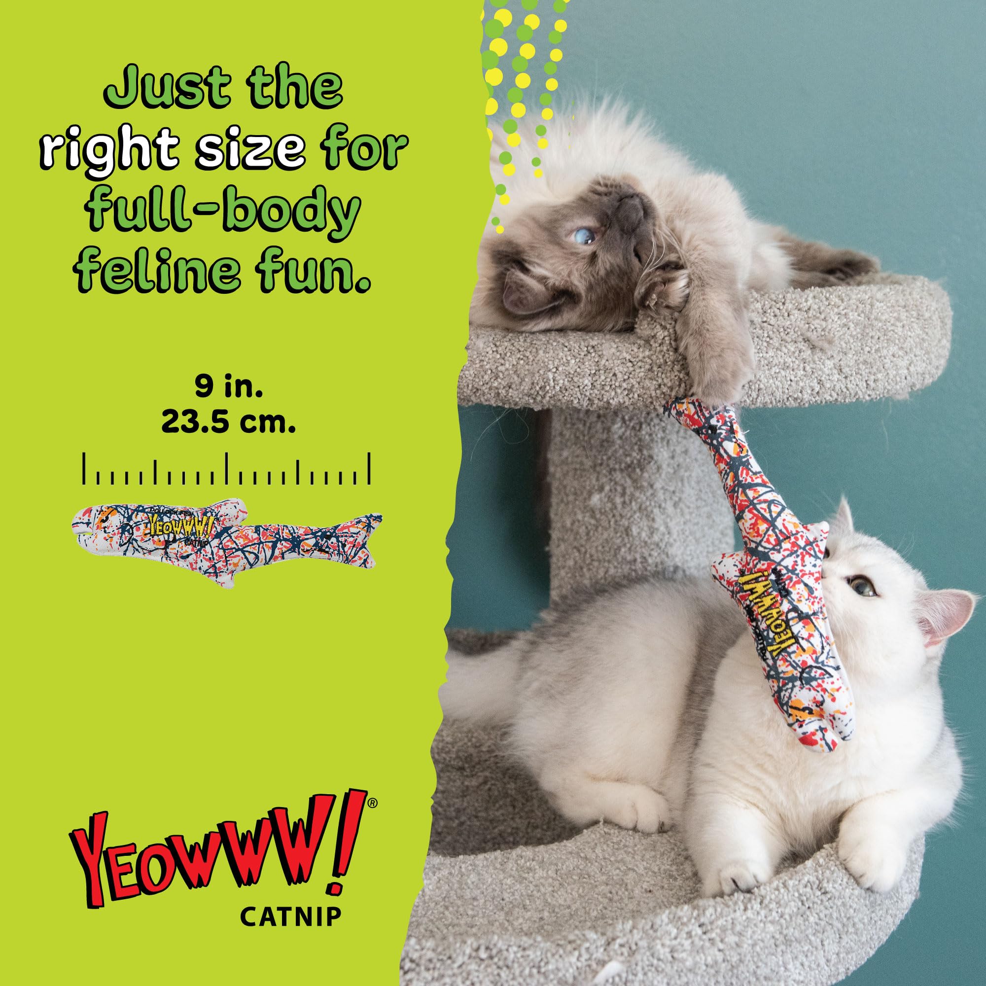 YEOWWW Pollock Fish Cat Toy - 100% Organic American Catnip Filling | Heavy Duty Cotton 4