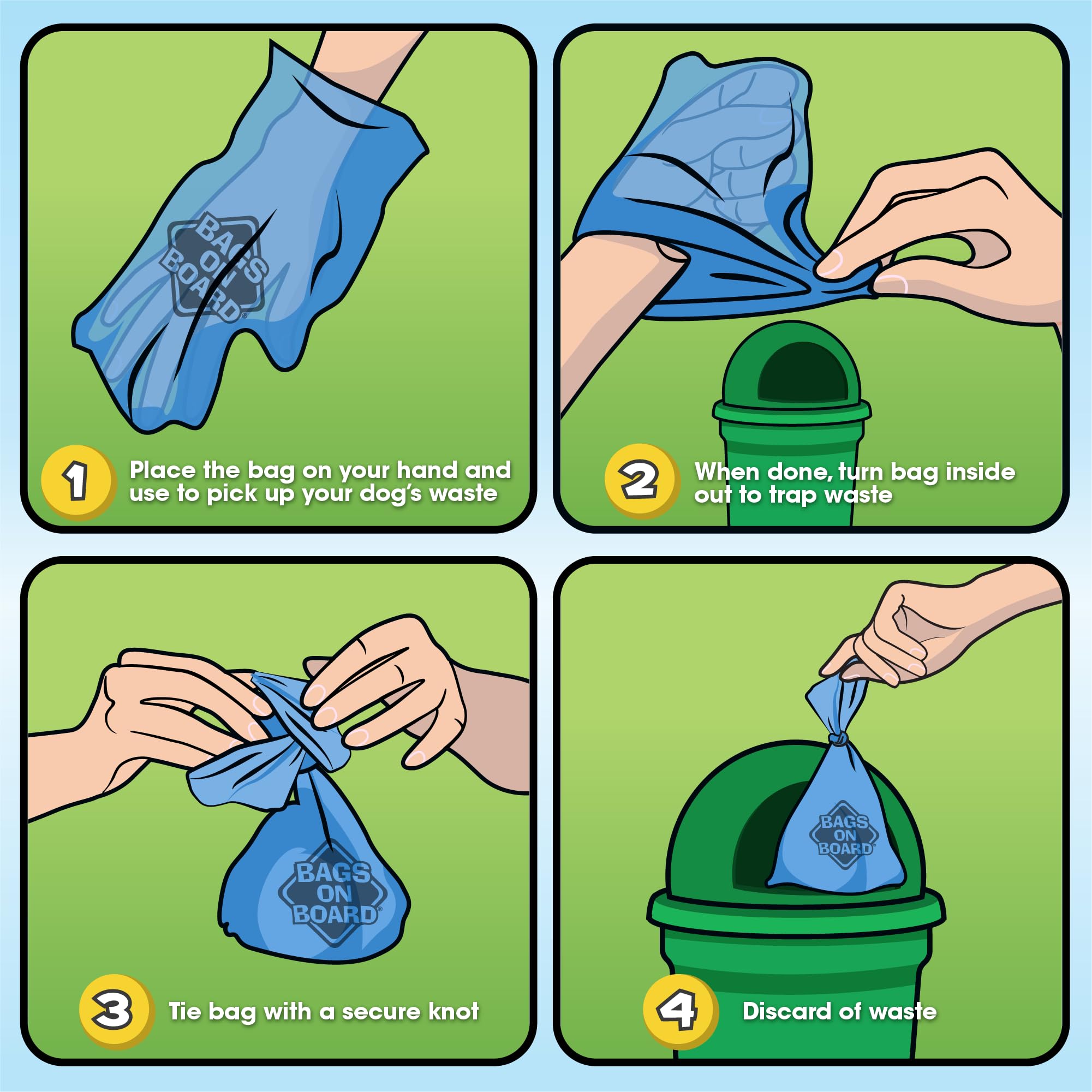 Bags on Board Dog Poop Bags - 315 Count Refill Pack | 9 x 14 Inches | Leak Proof | Unscented