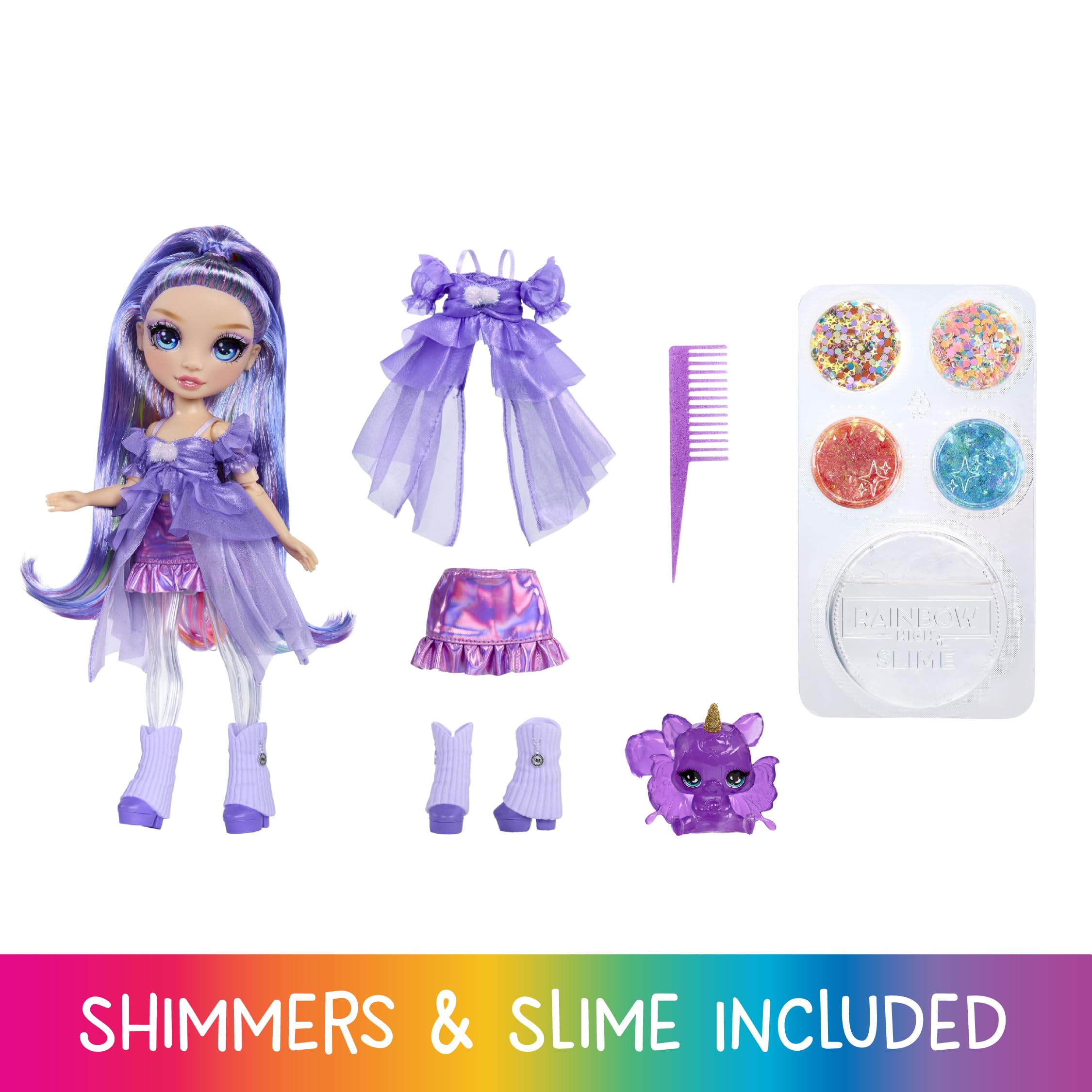 Rainbow High Rainbow Shimmers with Slime - Violet Fashion Doll - 28cm Playset 7