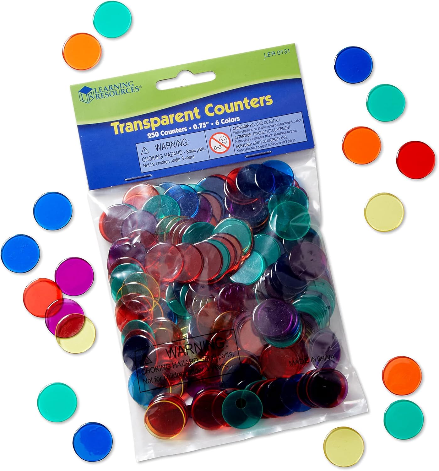 Learning Resources Transparent Count游戏副本 (6 Colors) - 250pcs Educational Math Counters 6