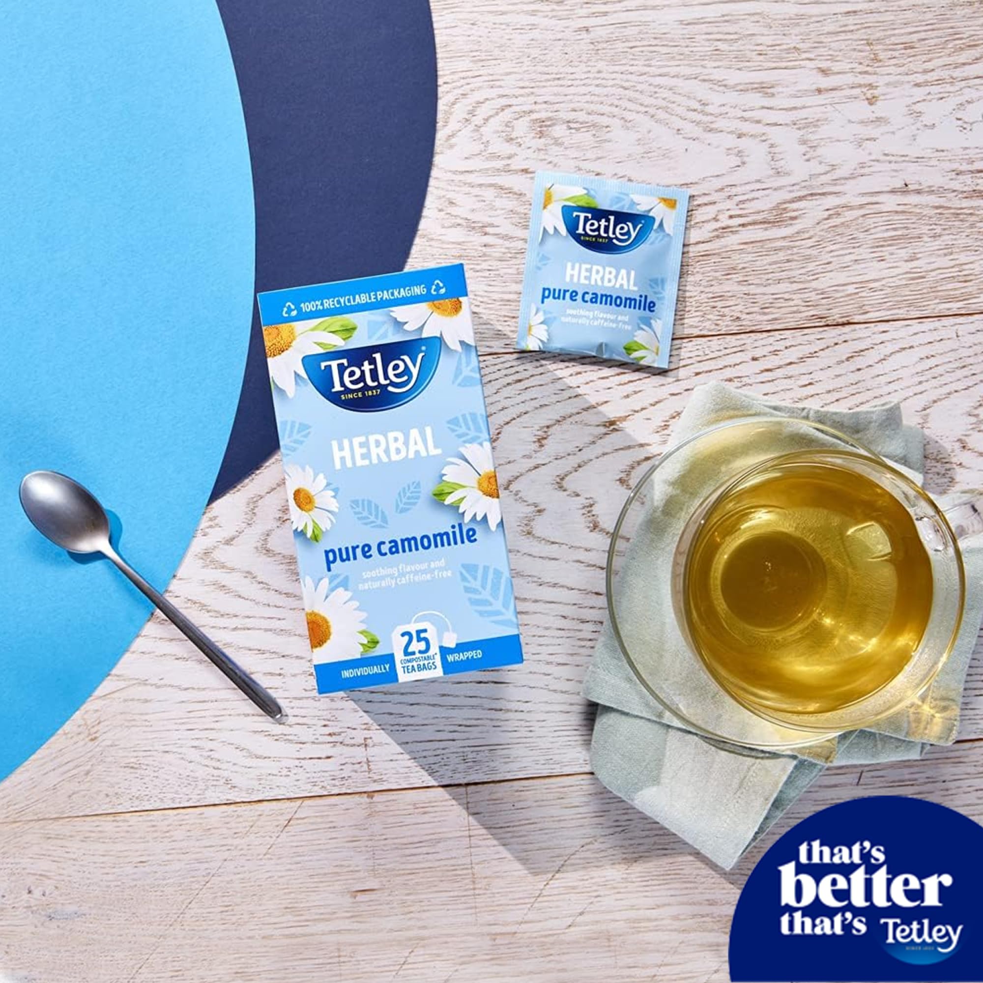 Tetley Pure Kamillen-Kräutertee – 4 Schachteln mit je 20 Teebeuteln (insgesamt 80), natürlich koffeinfrei 3