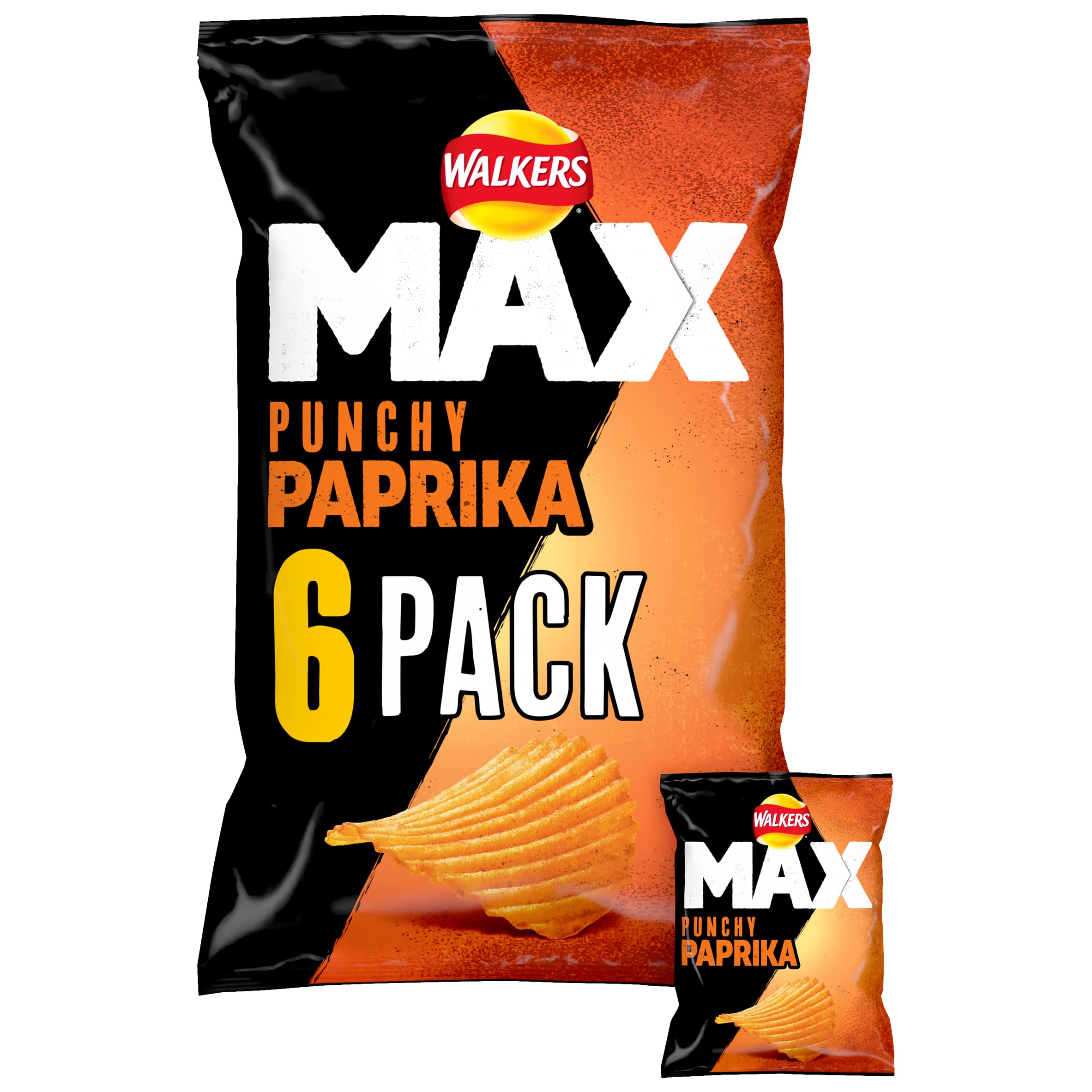 Walkers Max Punchy Paprika Flavour Crisps Multipack 6x27g