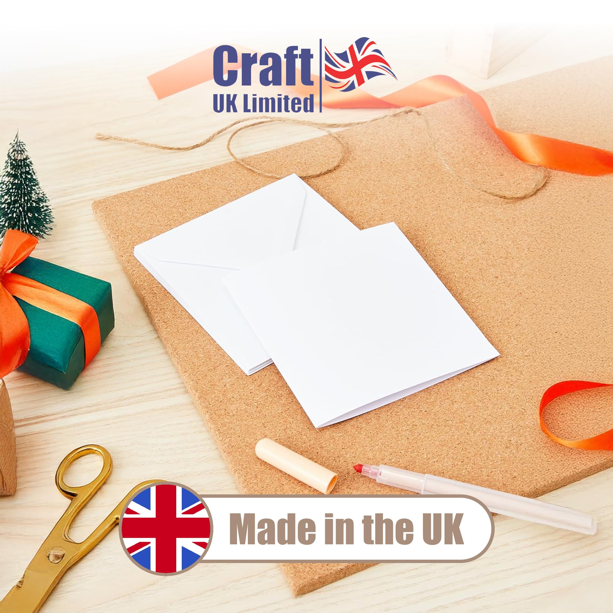 Craft UK White Cards & Envelopes 50 Count | 5 x 5 Size | Self Seal | Card Stock