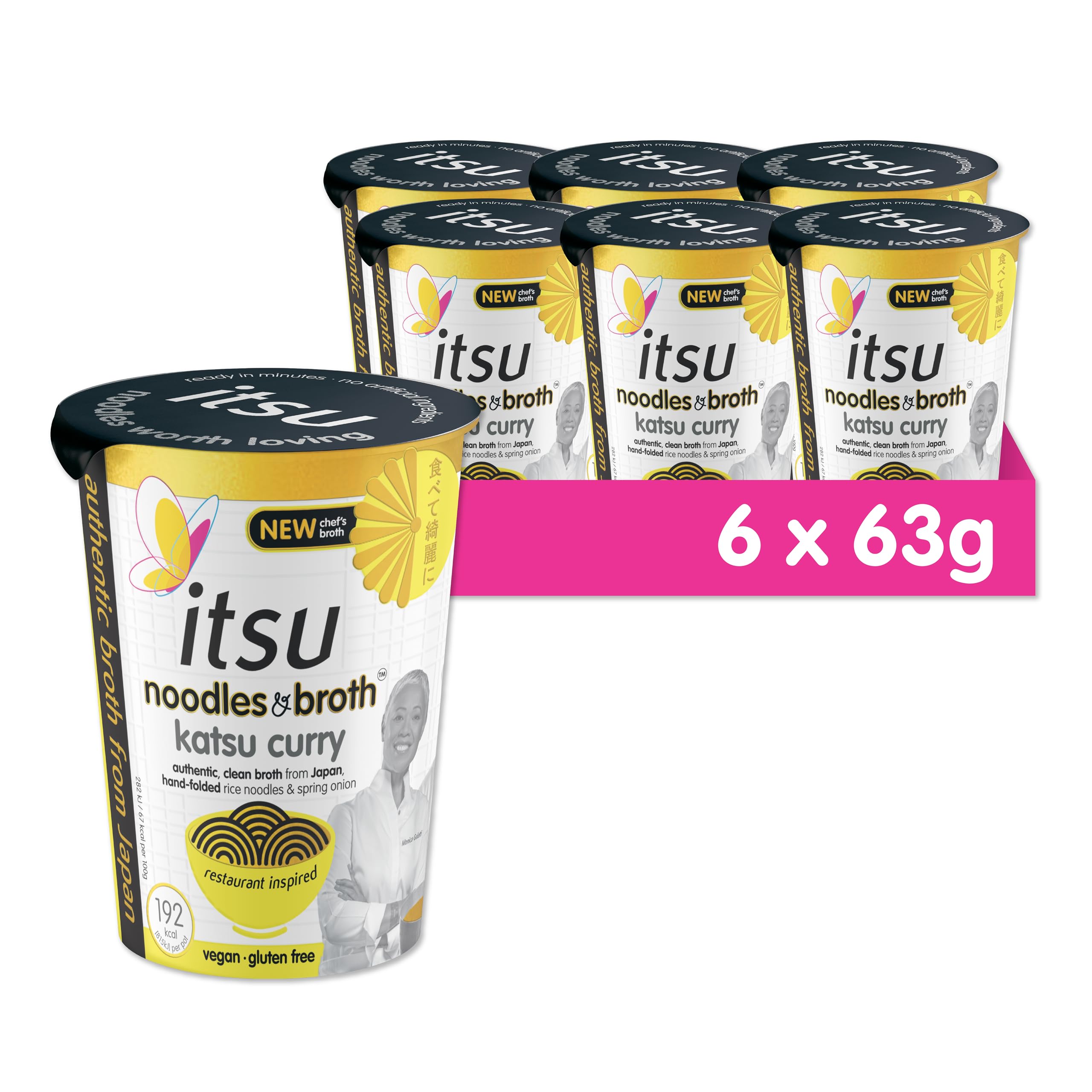 Itsu Katsu Curry Instantnudeln &amp; Brühe Topf 63 g - 6er-Pack | Glutenfrei | Vegan | Schnell zubereitete Mahlzeit 4