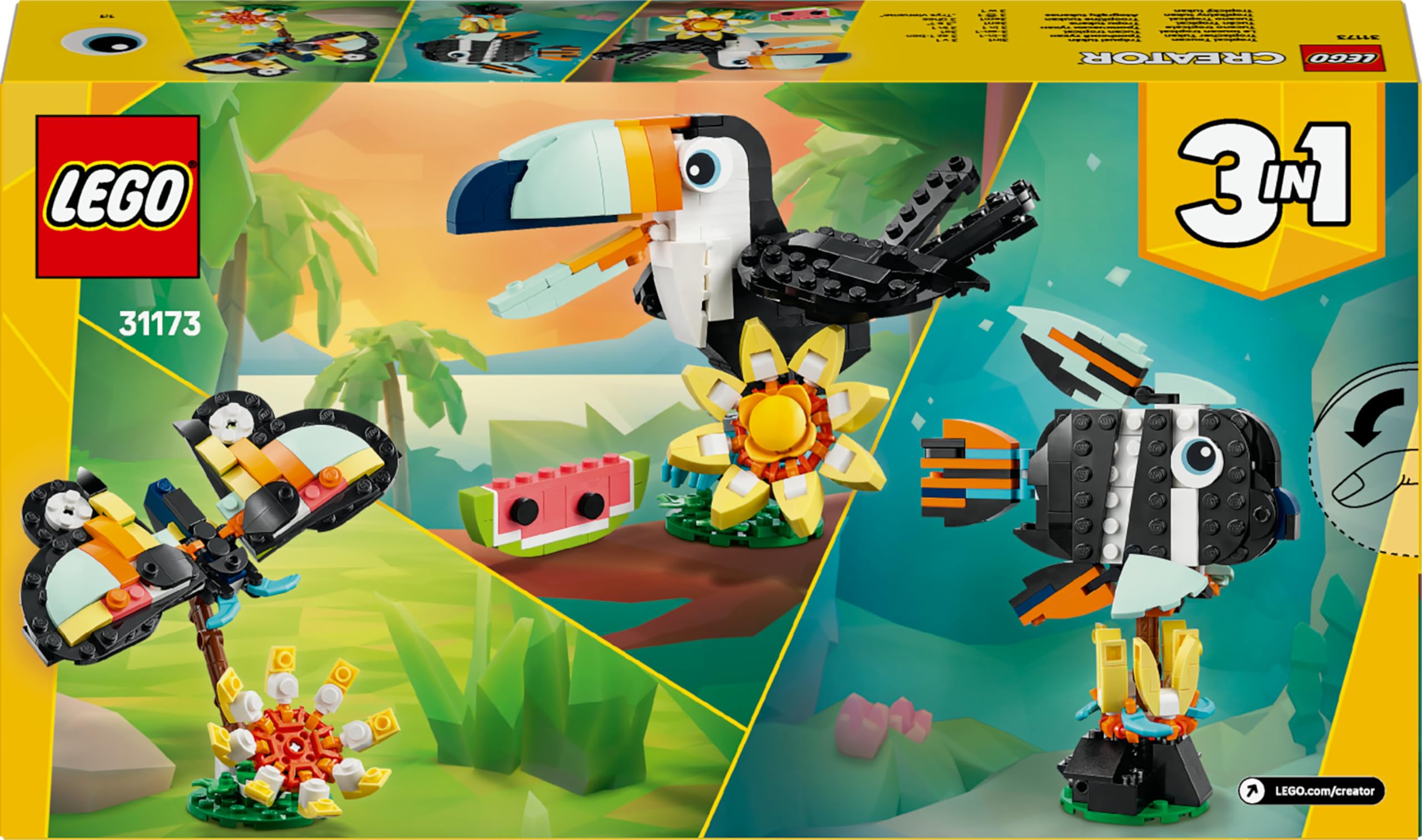 LEGO Creator 3in1 Wild Animals: Tropical Toucan with Flower Building Set - 225 Pieces 9