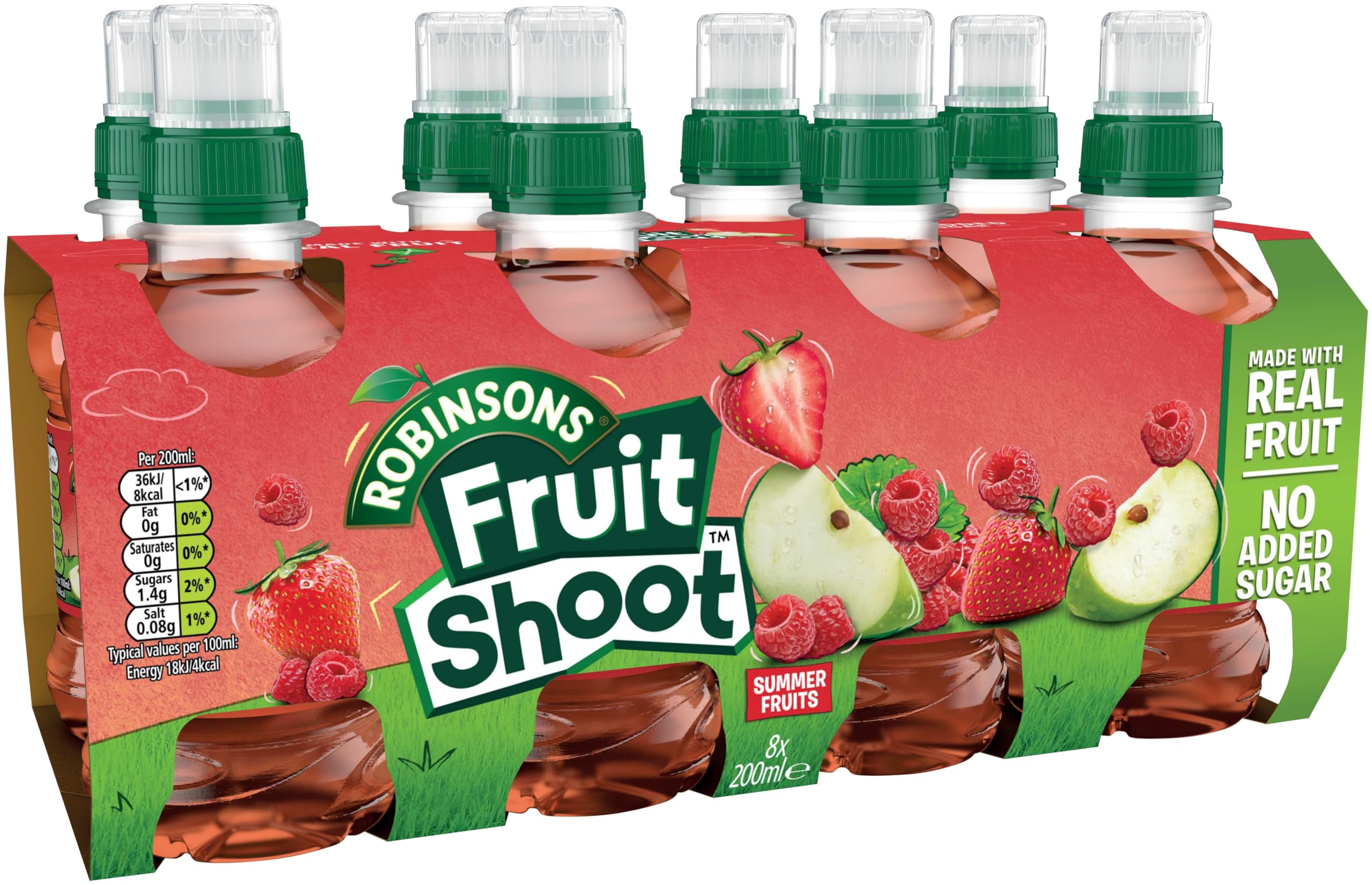 Fruit Shoot Summer Fruits - No Added Sugar, Vitamin-Infused Fruit Juice Drink (200 ml, Pack of 8)