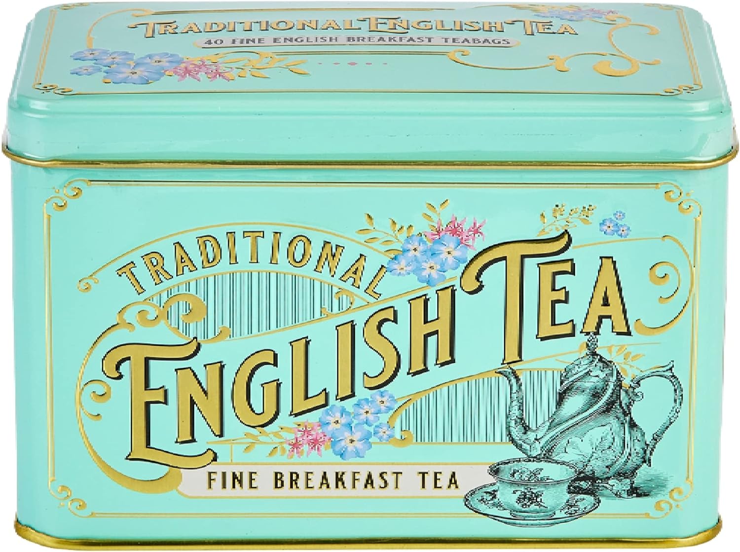 New English Teas - Vintage Victorian Tea Caddy with 40 English Breakfast Tea Bags