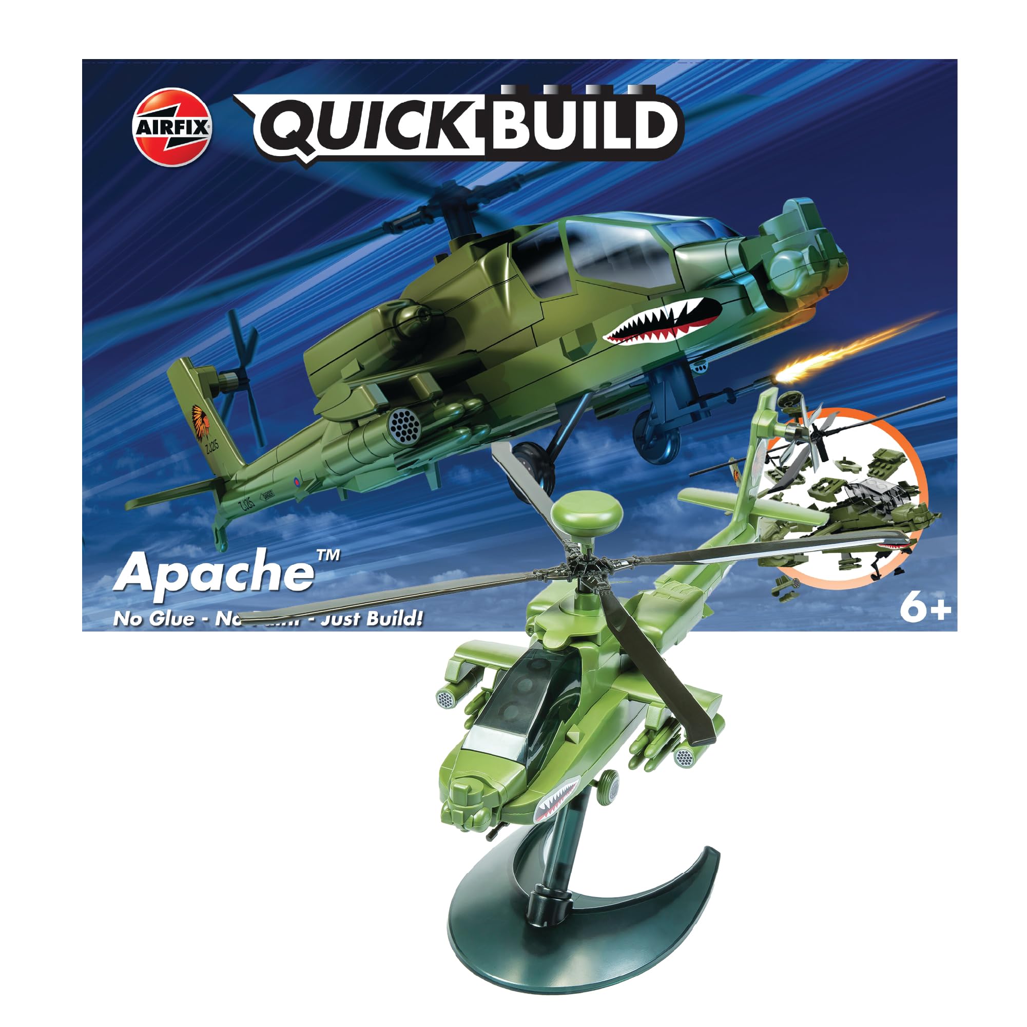 Airfix QUICKBUILD Apache-Modellhubschrauber-Bausatz – J6004, 40-teiliges Flugzeugmodell zum Zusammenstecken für Kinder ab 8 Jahren