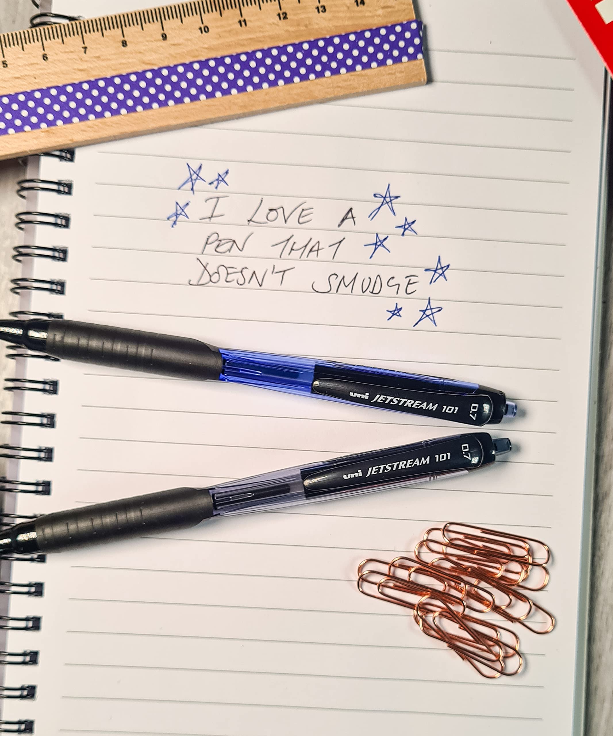 uni-ball Jetstream 101 Retractable Gel Pens - 0.7mm Fine Tip | Black & Blue Ink | Pack of 3 5