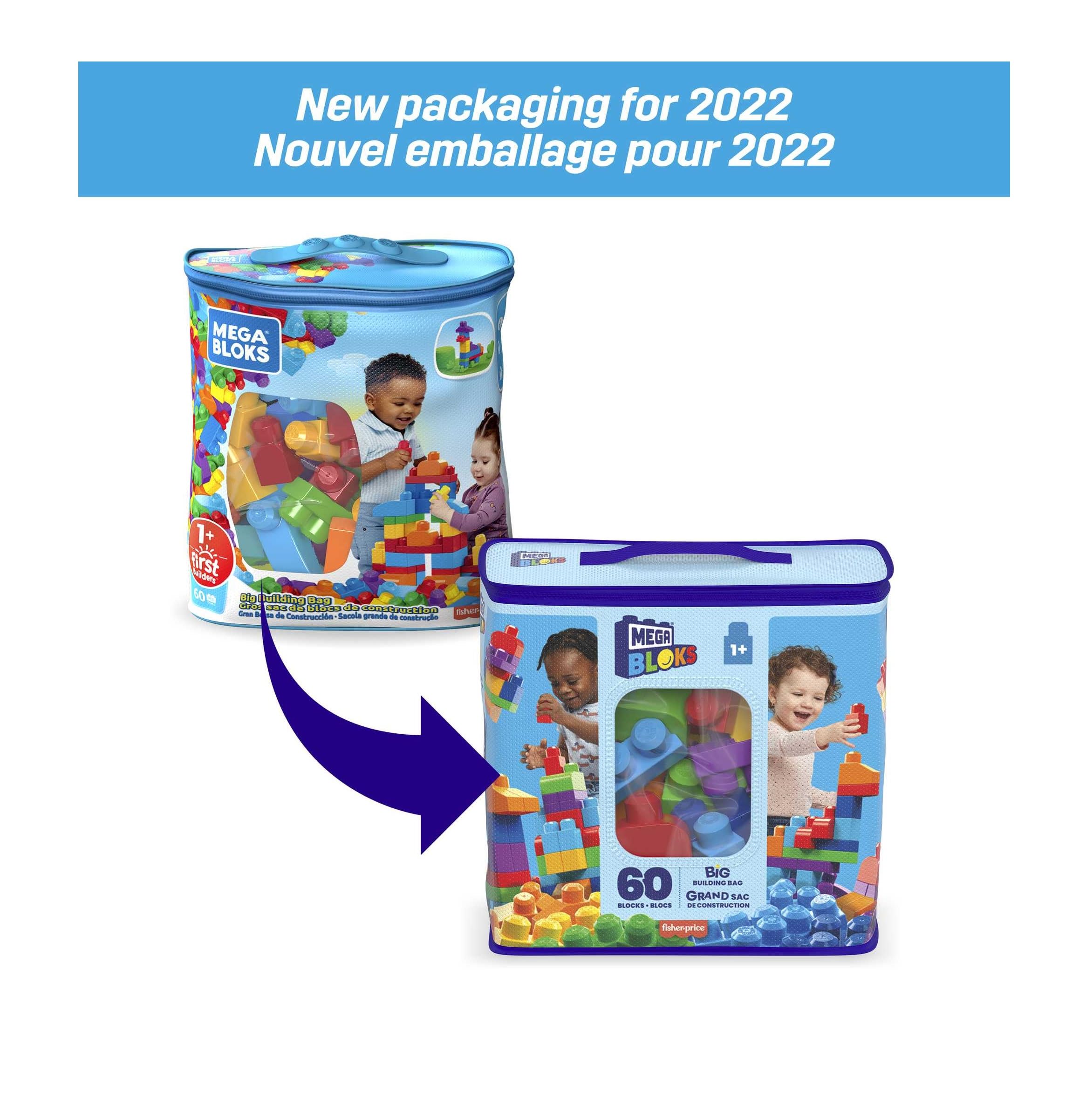 Mega Bloks First Builders Big Building Bag Playset - 60-Piece Building Set for Toddlers 1+ 7