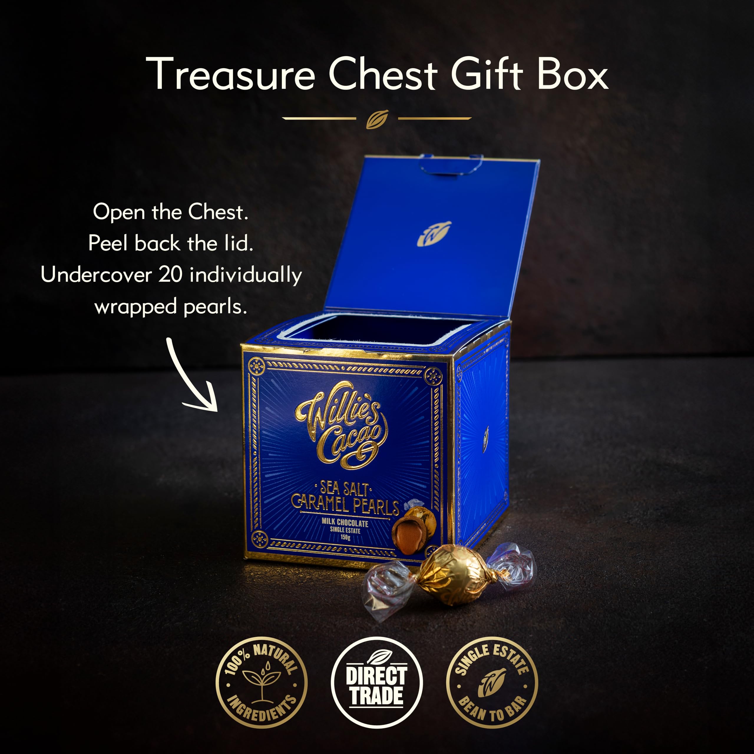 Willie's Cacao - Milk Chocolate Salted Caramel Pearls 150g – Gift Box of 20 Individually Wrapped Artisan Chocolates 10