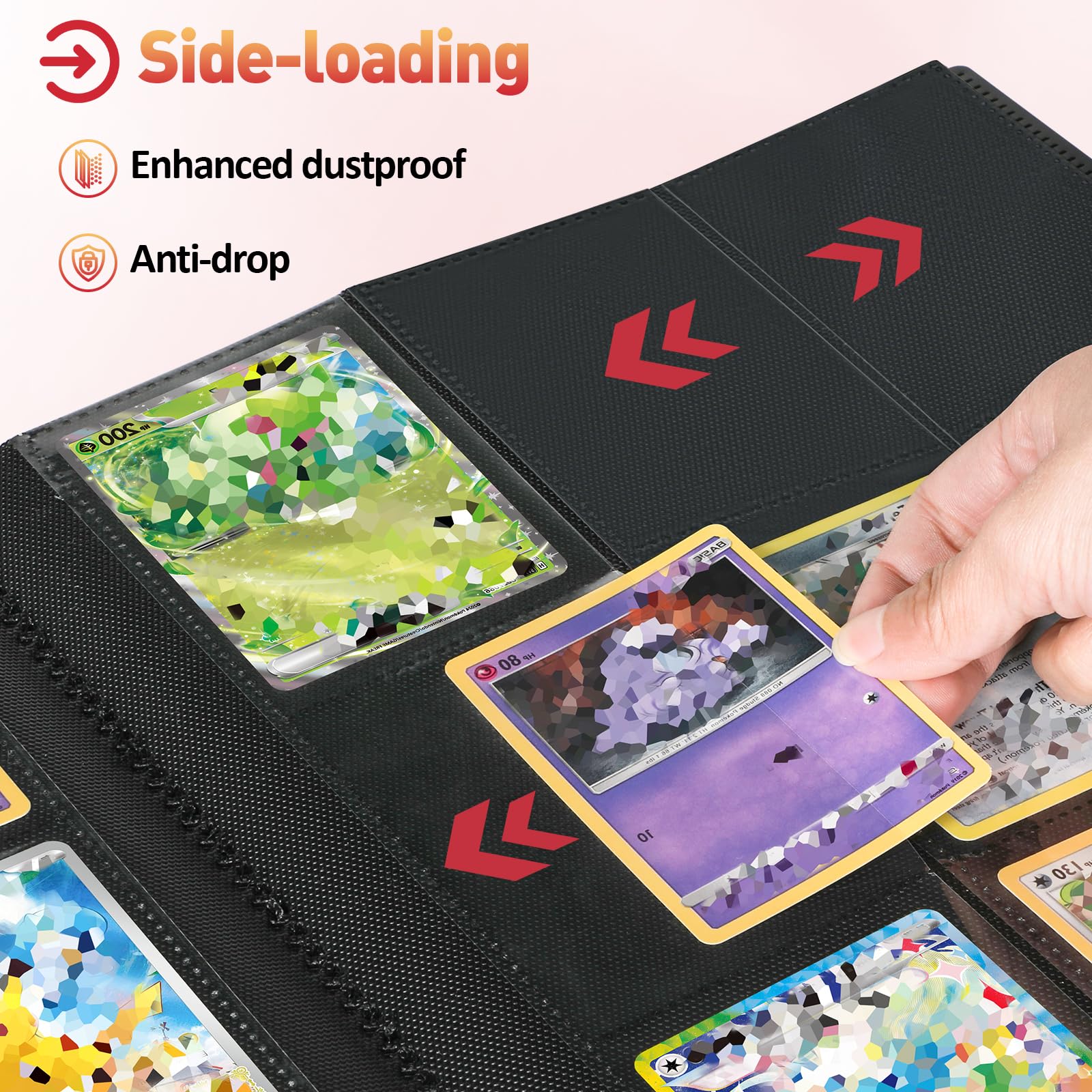 Euqvunn Trading Card Binder - 432 Pockets, Side-Loading, Archival Safe | Matte Black 5