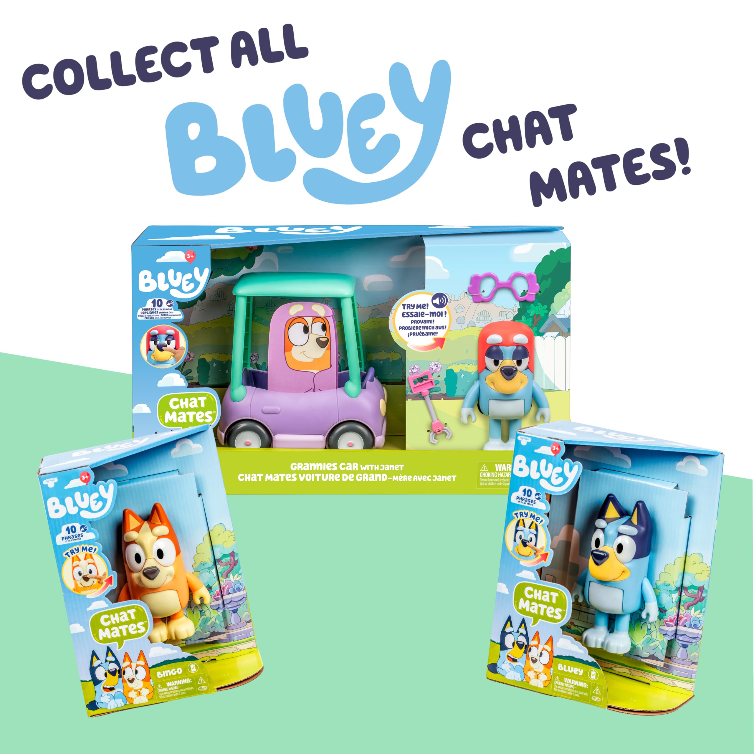 Bluey Chat Mates Grannies Car with Janet - Interactive Talking Figure & Vehicle Playset 6