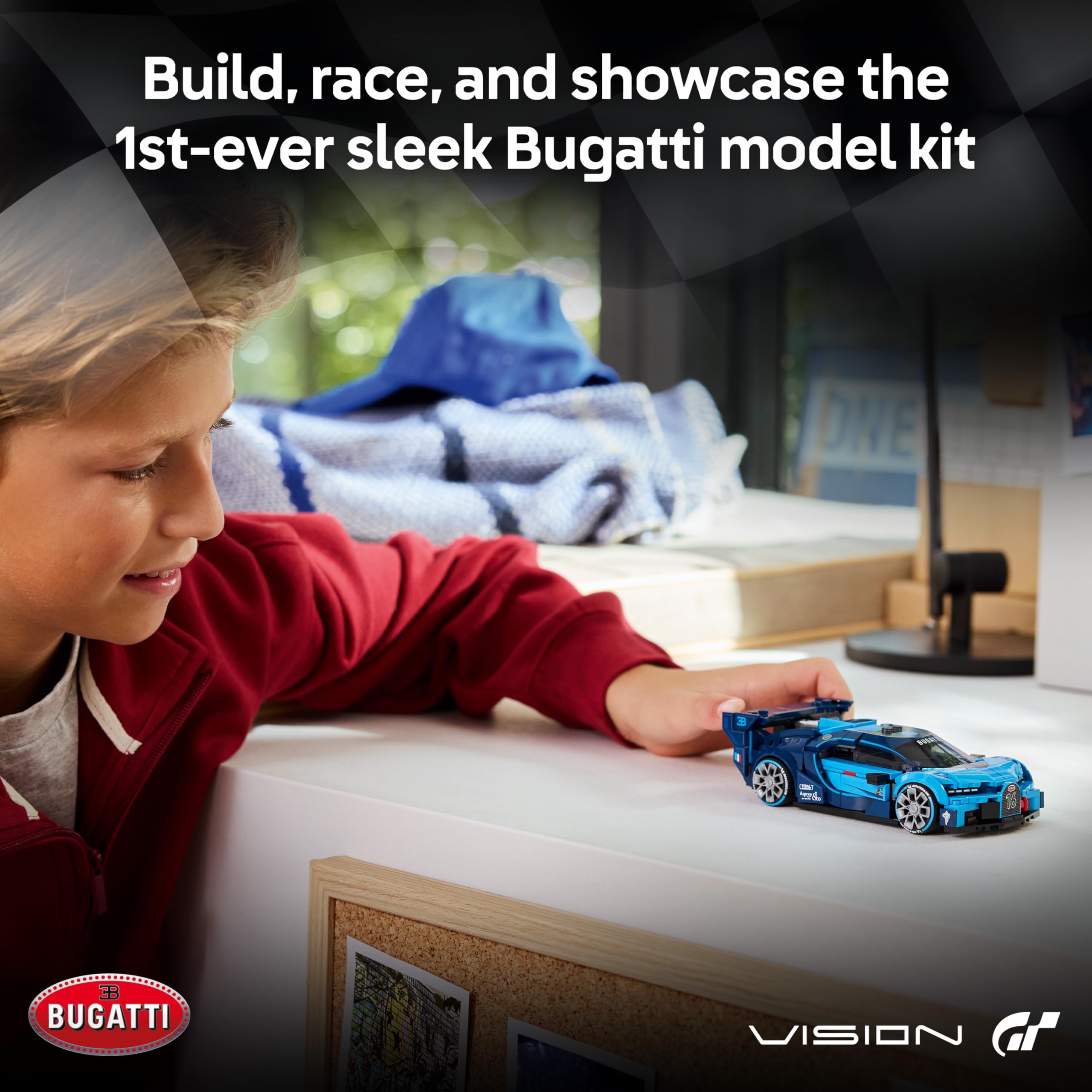 LEGO Speed Champions Bugatti Vision GT Hyper Sports Car Model Kit Toy | 284 Pieces | Ages 9+