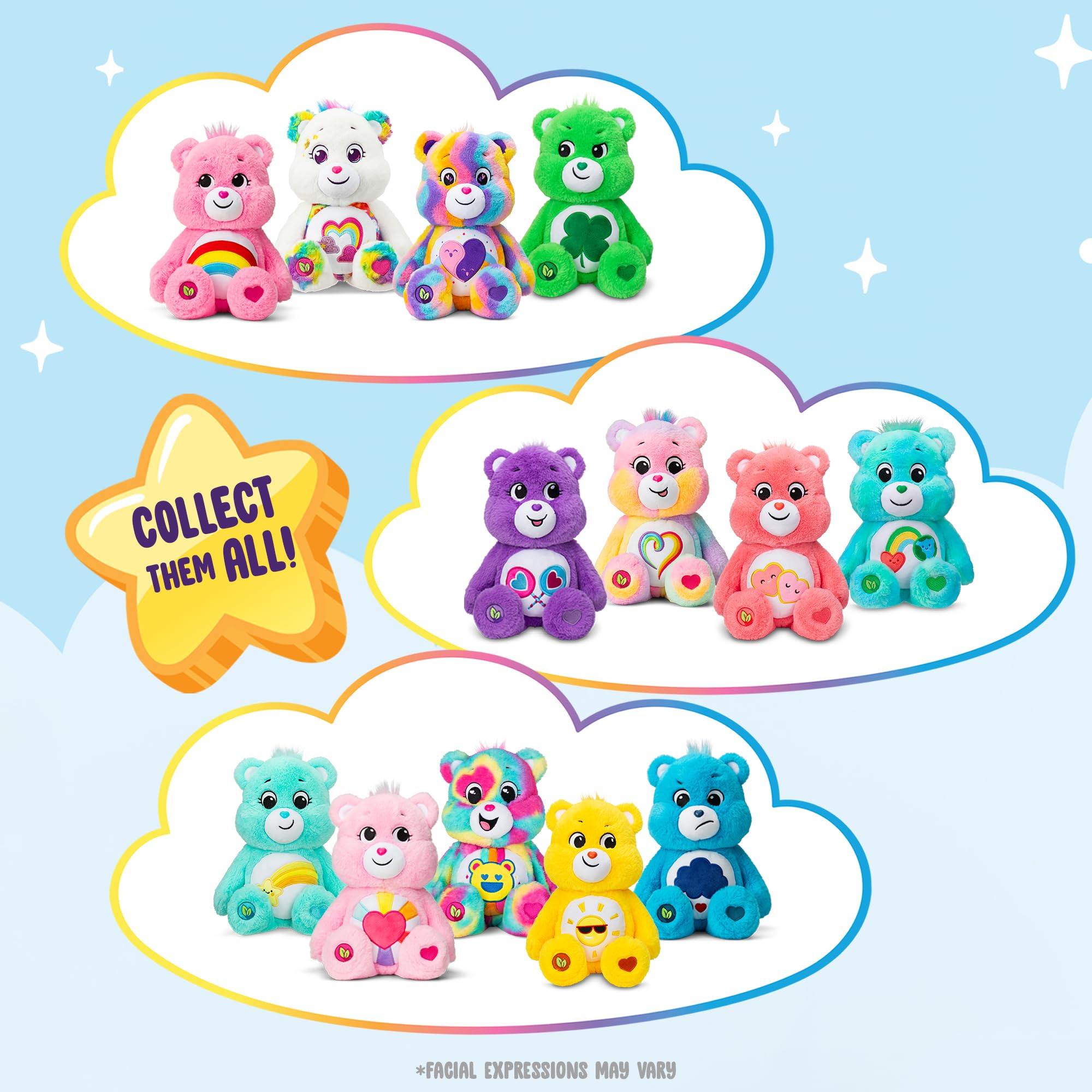 Care Bears Cheer Bear 35cm Plush Toy - Soft Cuddly Stuffed Animal for Kids 6