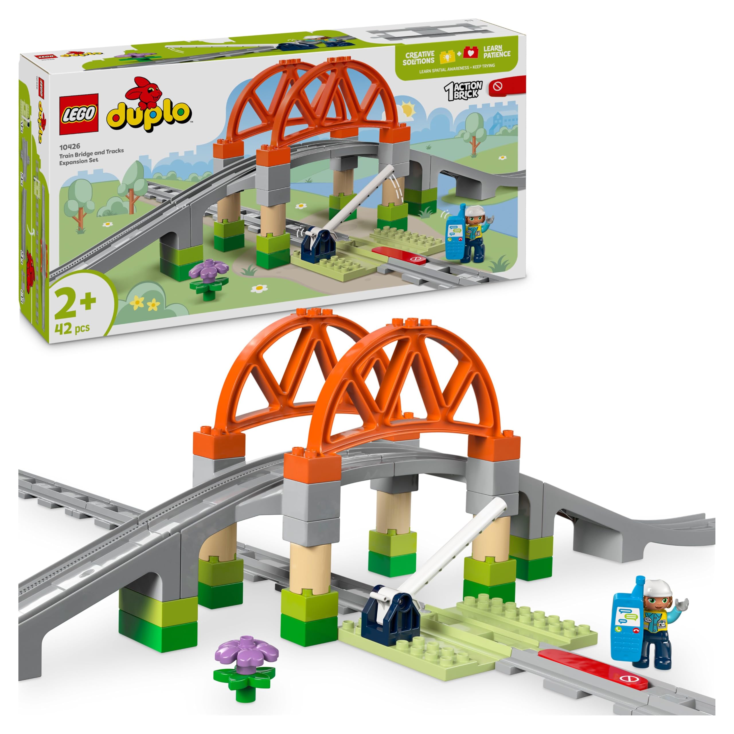 LEGO DUPLO Train Bridge and Tracks Expansion Set - Educational Building Toy for Toddlers 2+ 9