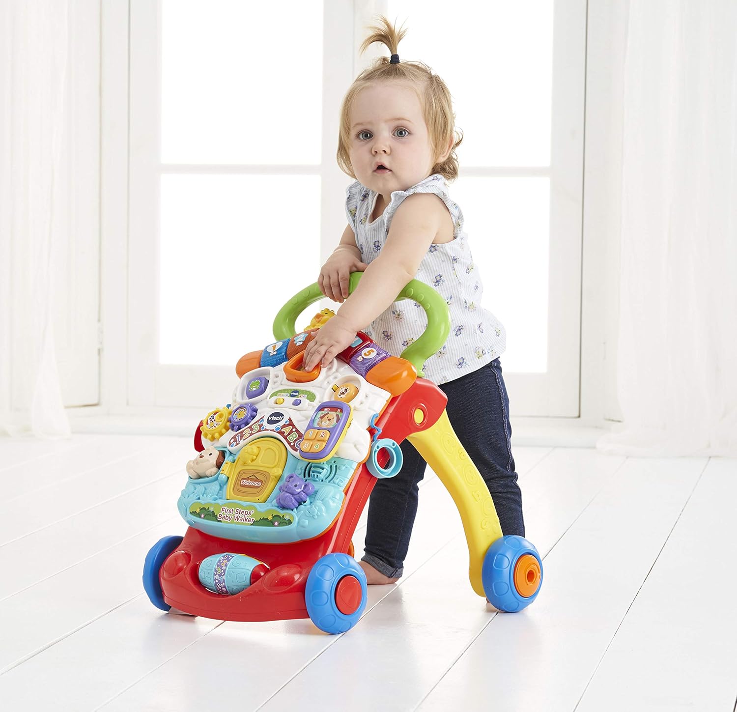 VTech First Steps Baby Walker - 2-in-1 Activity Centre with Lights, Sounds & Shape Sorter for 9 Months+ 3
