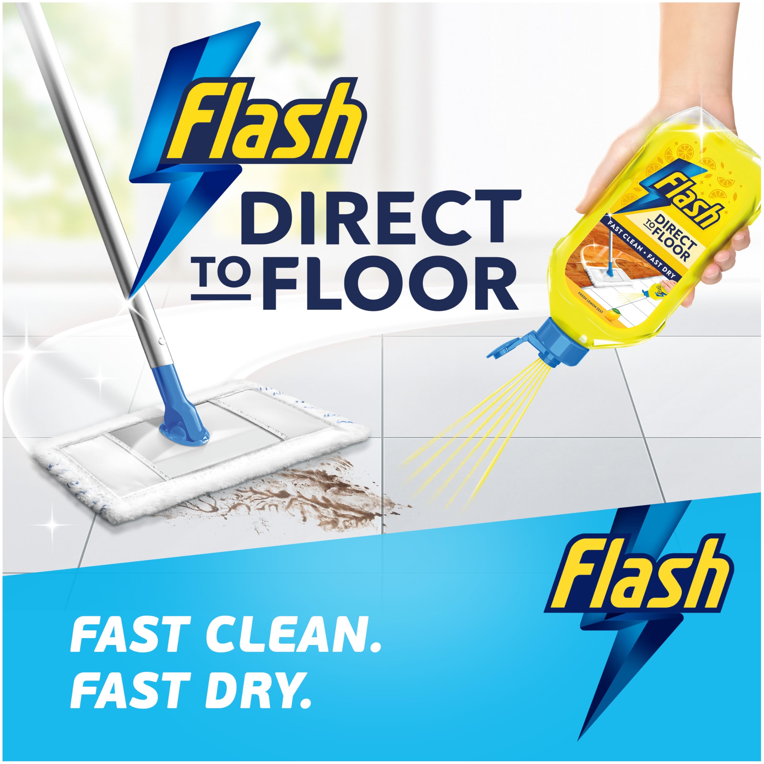 FLASH Direct to Floor All Purpose Floor Cleaner - Lemon Zest Scent | 2x800ML (1.6L Total)