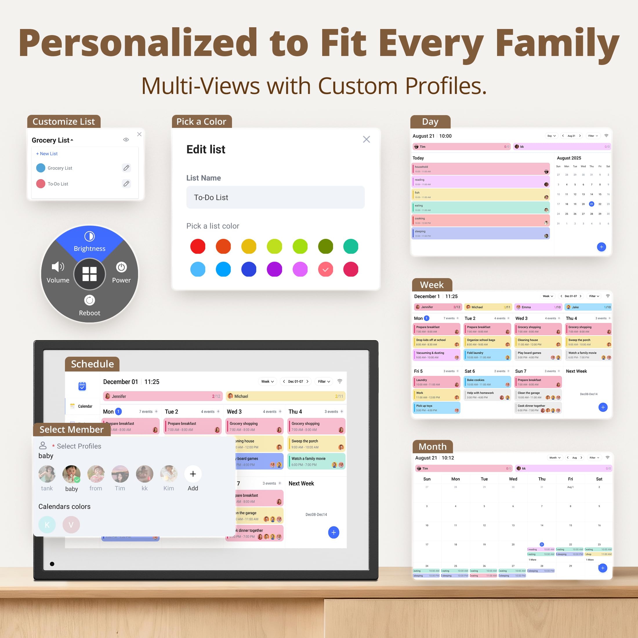 Dragon Touch 10.1" Digital Wall Calendar 2026 Family Planner | 1080P HD | 32GB Storage 8