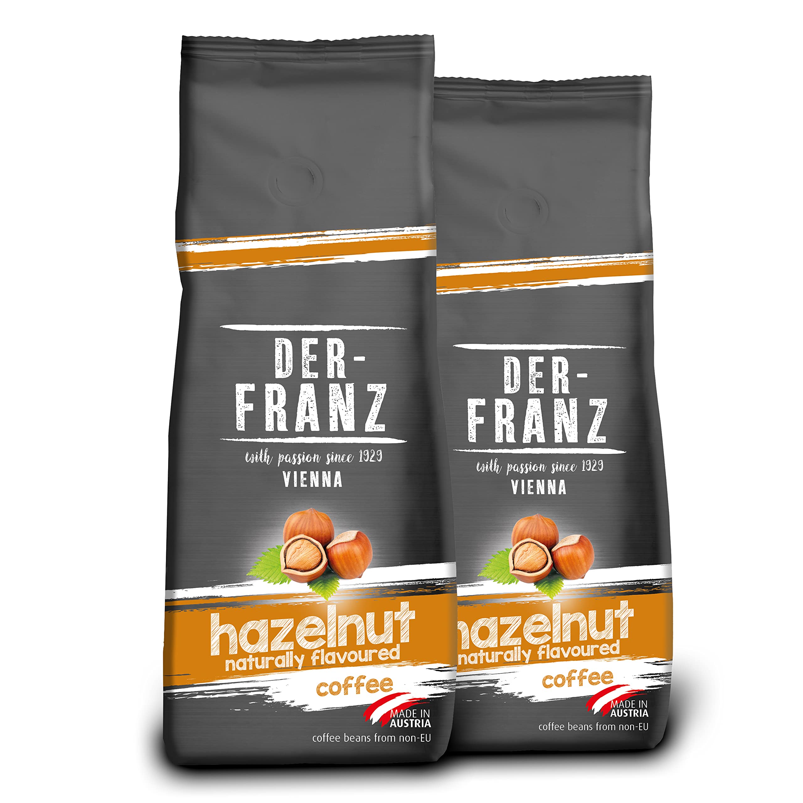 Der-Franz Coffee Medium Roast with Natural Hazelnut, Ground, 2 x 500 g