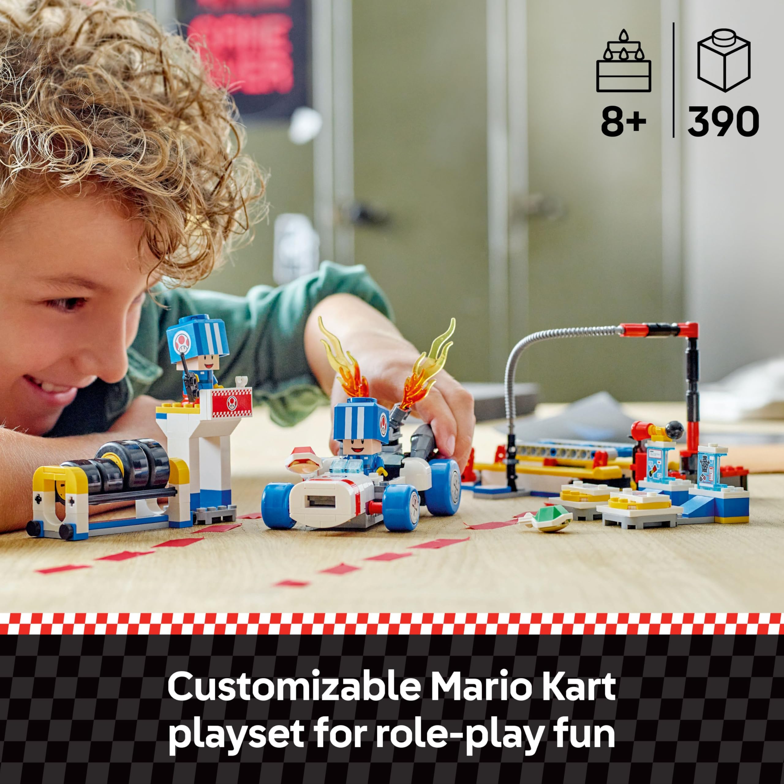 LEGO Super Mario: Mario Kart – Toad's Garage Set - Buildable B Dasher Kart & Mechanic Playset for Kids 8+ 5