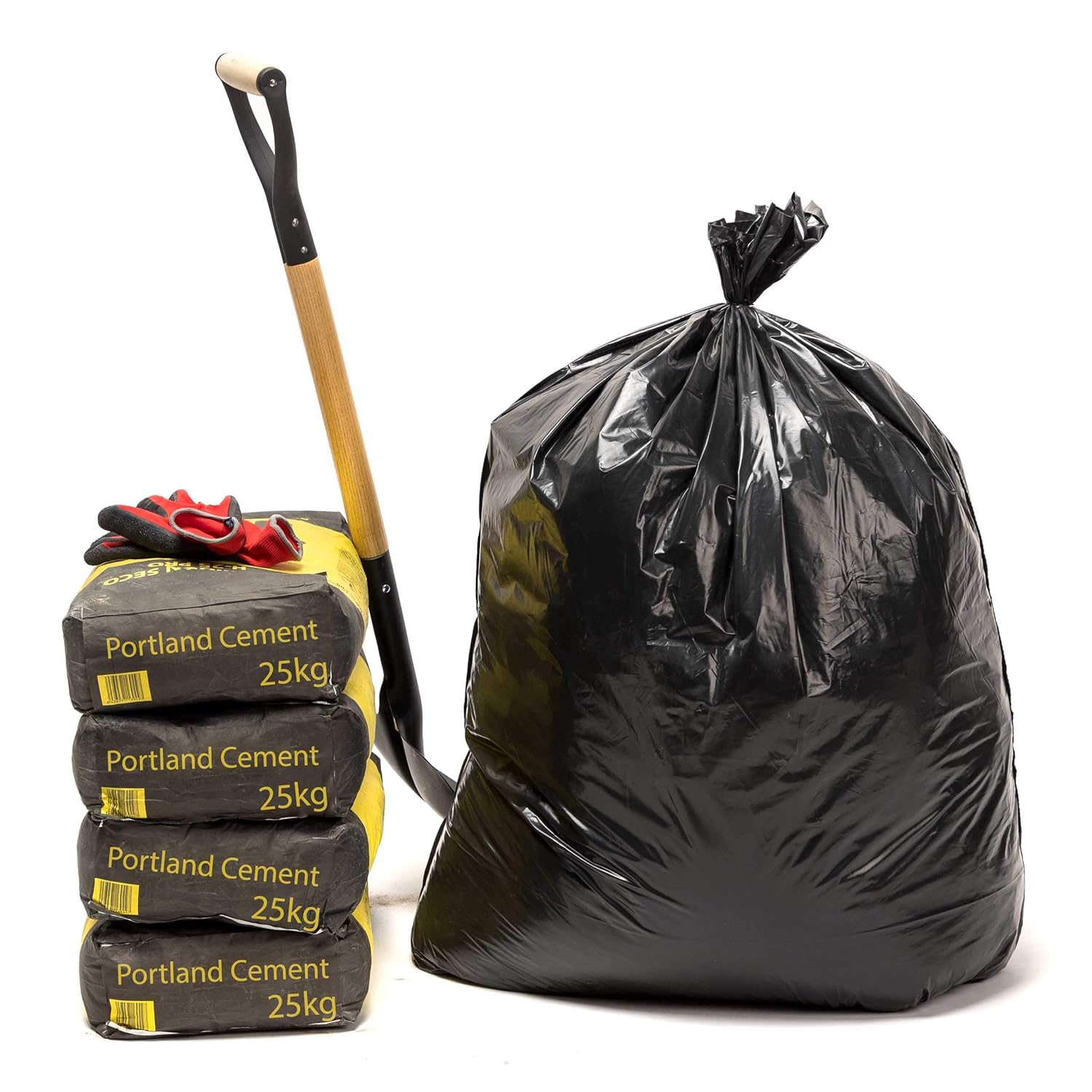 Relevo - Large Black Heavy Duty Bin Bags 150L, 100kg Weight Resistance, Weld-Free Rubble Sacks 5