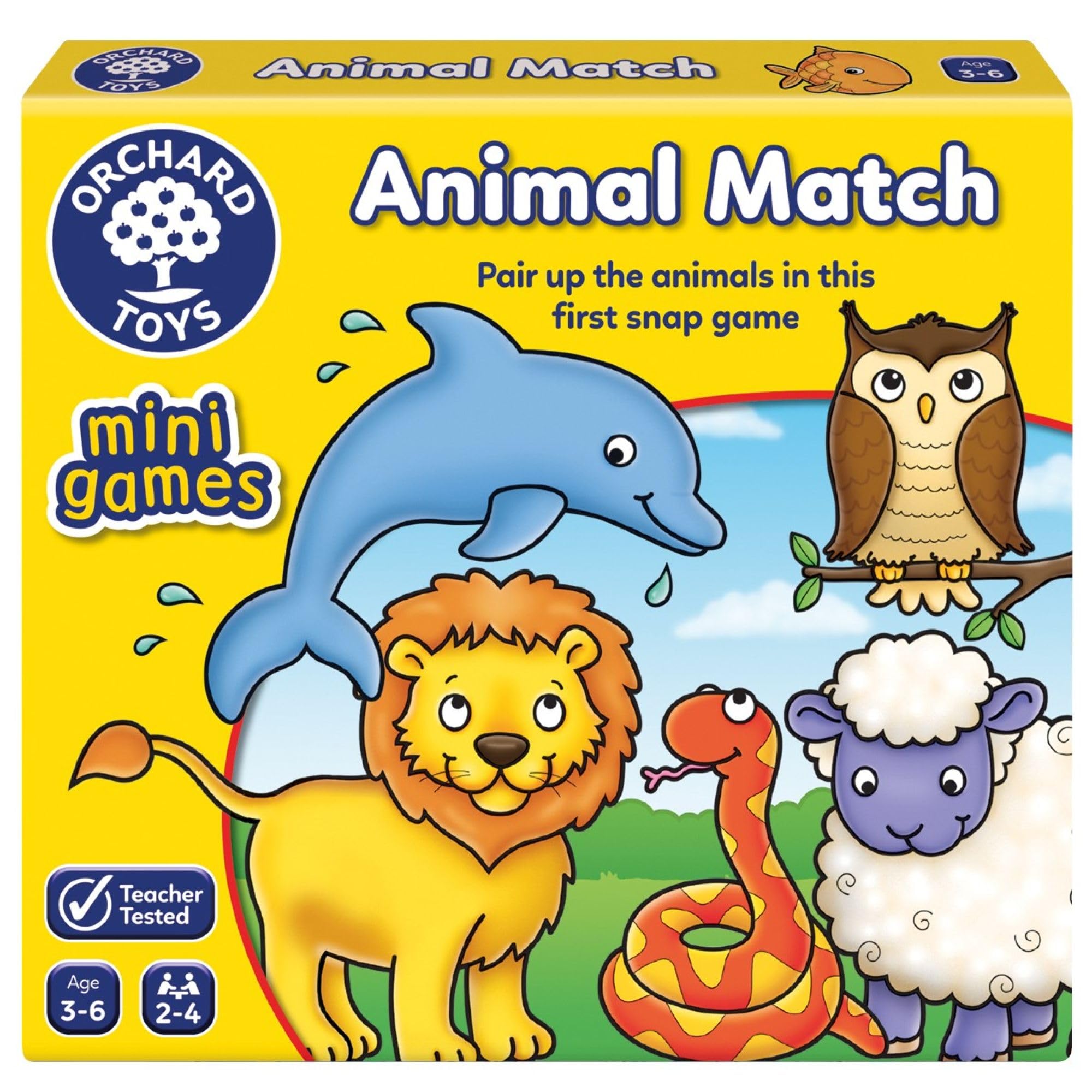 Orchard Toys Animal Match Minispiel – Kartenspiel mit Tiermotiven für Kinder, Reisegröße