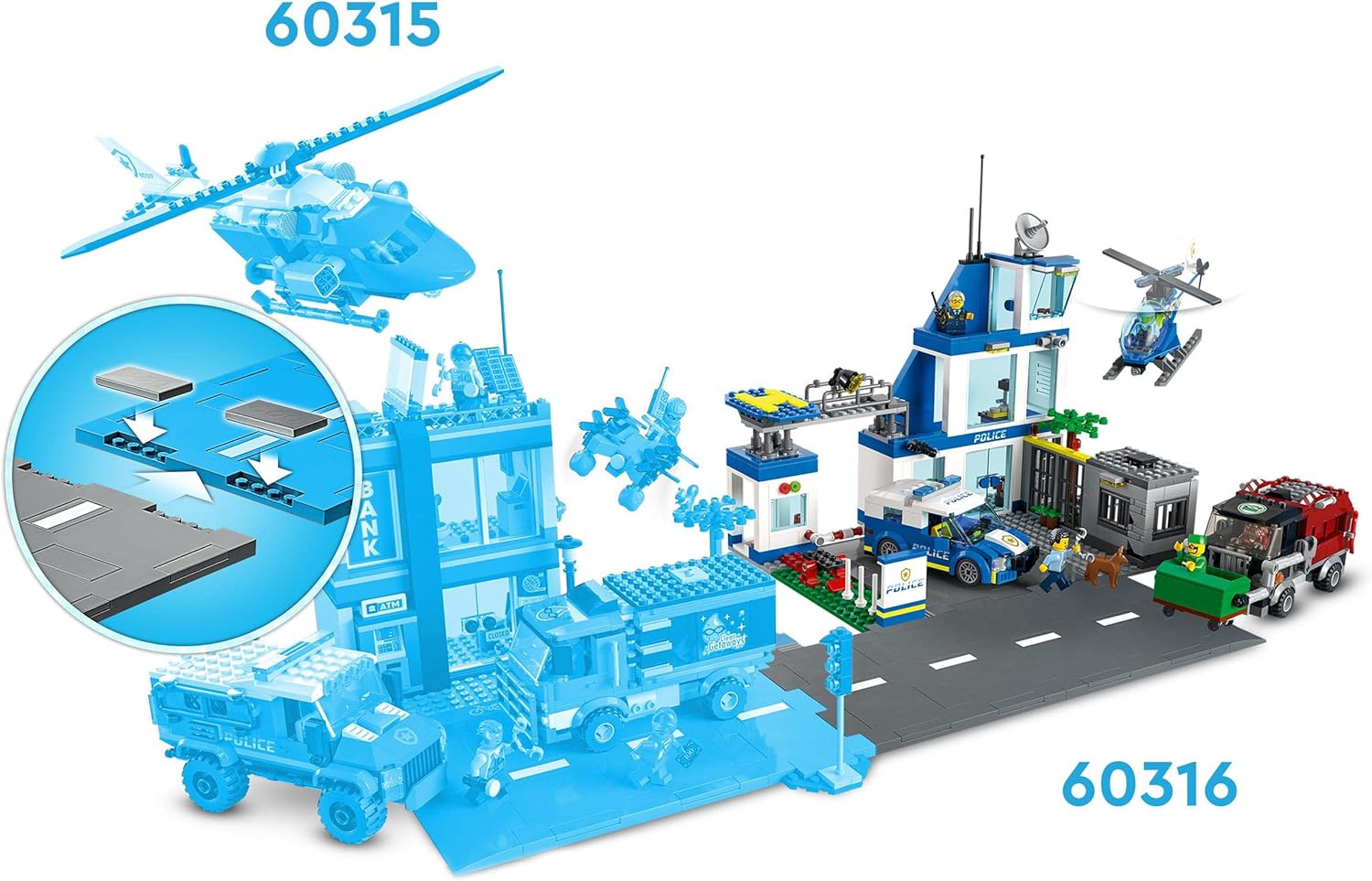 LEGO 60316 City Police Station Playset with Van, Helicopter & Garbage Truck - 668 Pieces 3