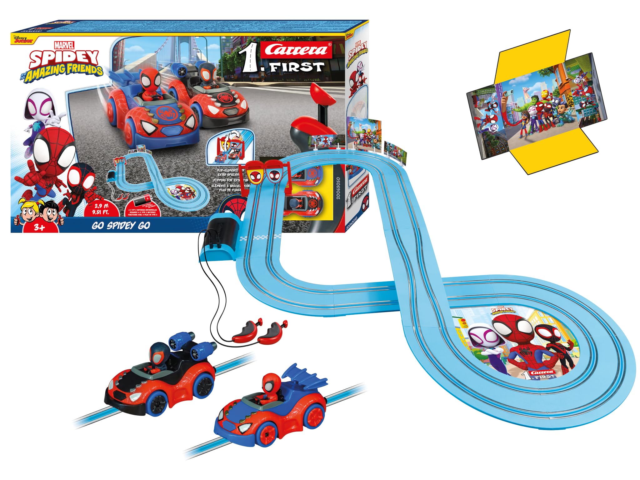 Carrera FIRST Spidey Go Webs Go Slot Car Racing Track - 2.9m Track for Ages 3+