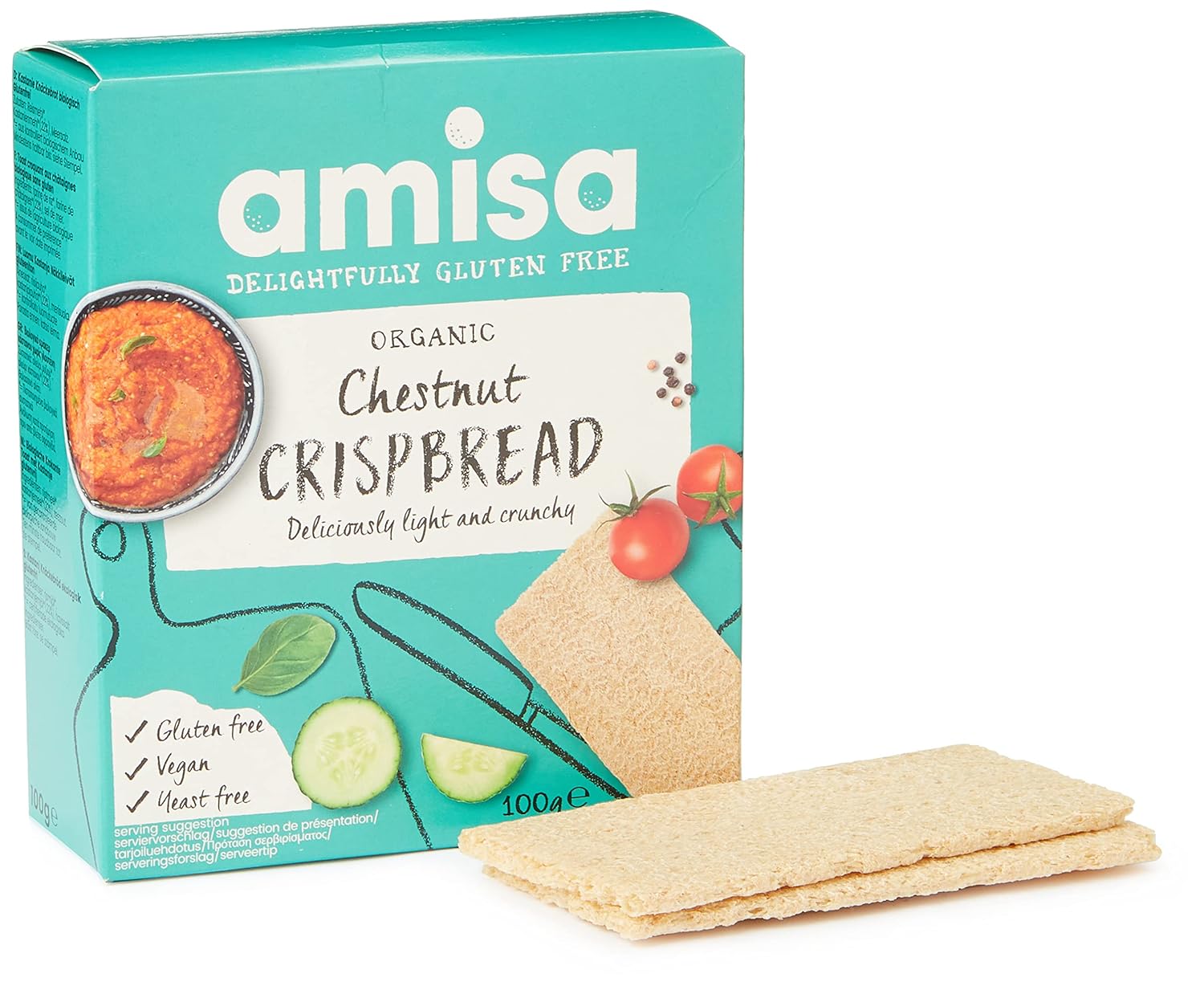 Amisa Organic Chestnut Crispbread Gluten Free Vegan, 100g