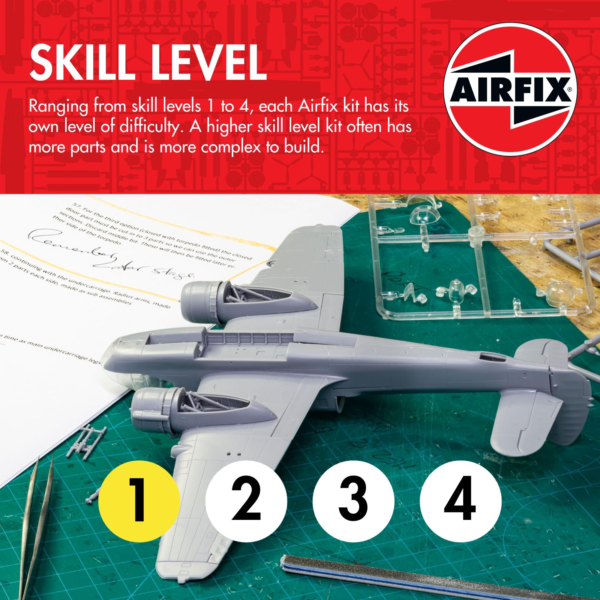 Airfix Hawker Typhoon Mk.IB Model Building Kit | 1:72 Scale | 74 Parts | Skill Level 1