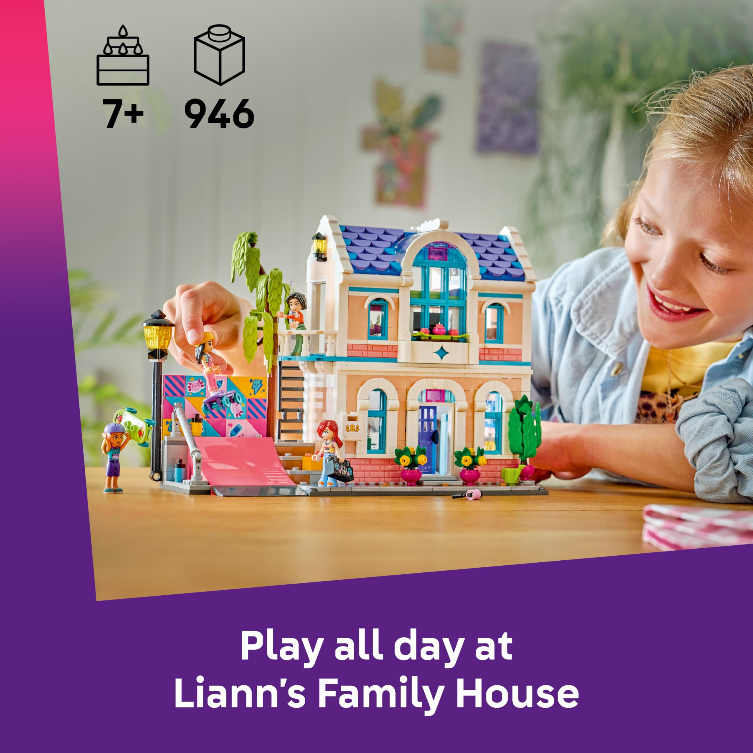 LEGO Friends Liann's Family House Toy Set 42687 | 4 Minidolls, 2 Animals | Ages 7+