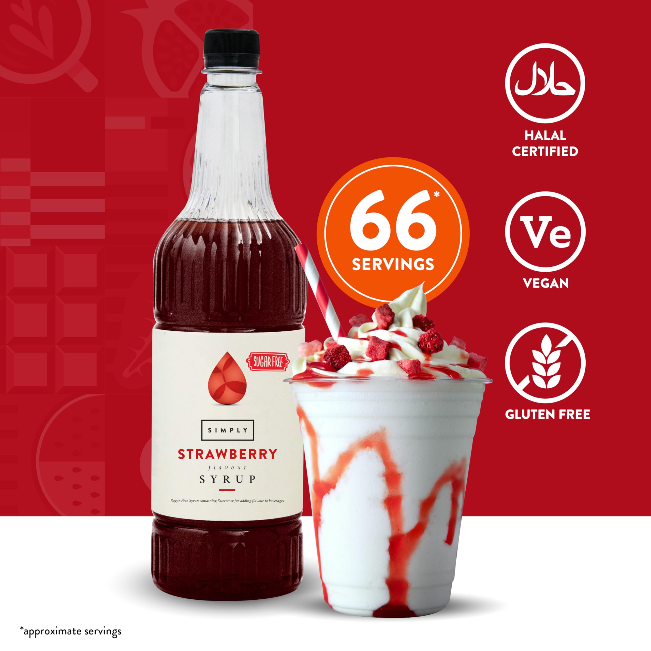 Simply Sugar Free Strawberry Syrup 1 Litre - Low Calorie Beverage Syrup for Drinks & Baking 5