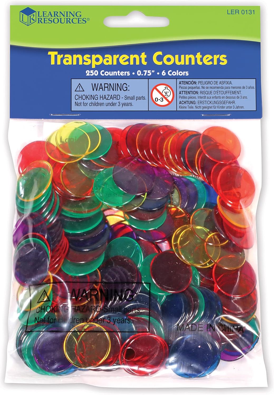 Learning Resources Transparent Count游戏副本 (6 Colors) - 250pcs Educational Math Counters 7