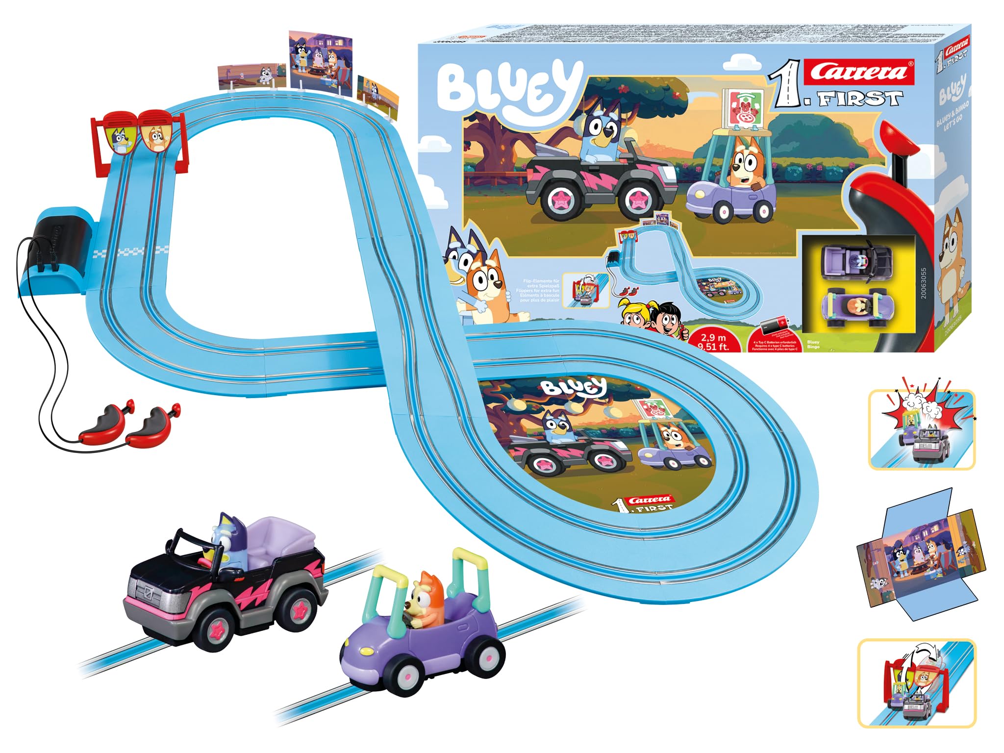 Carrera FIRST Bluey Let's Go Slot Racing Track - Battery Operated Playset for Toddlers 3+ 7